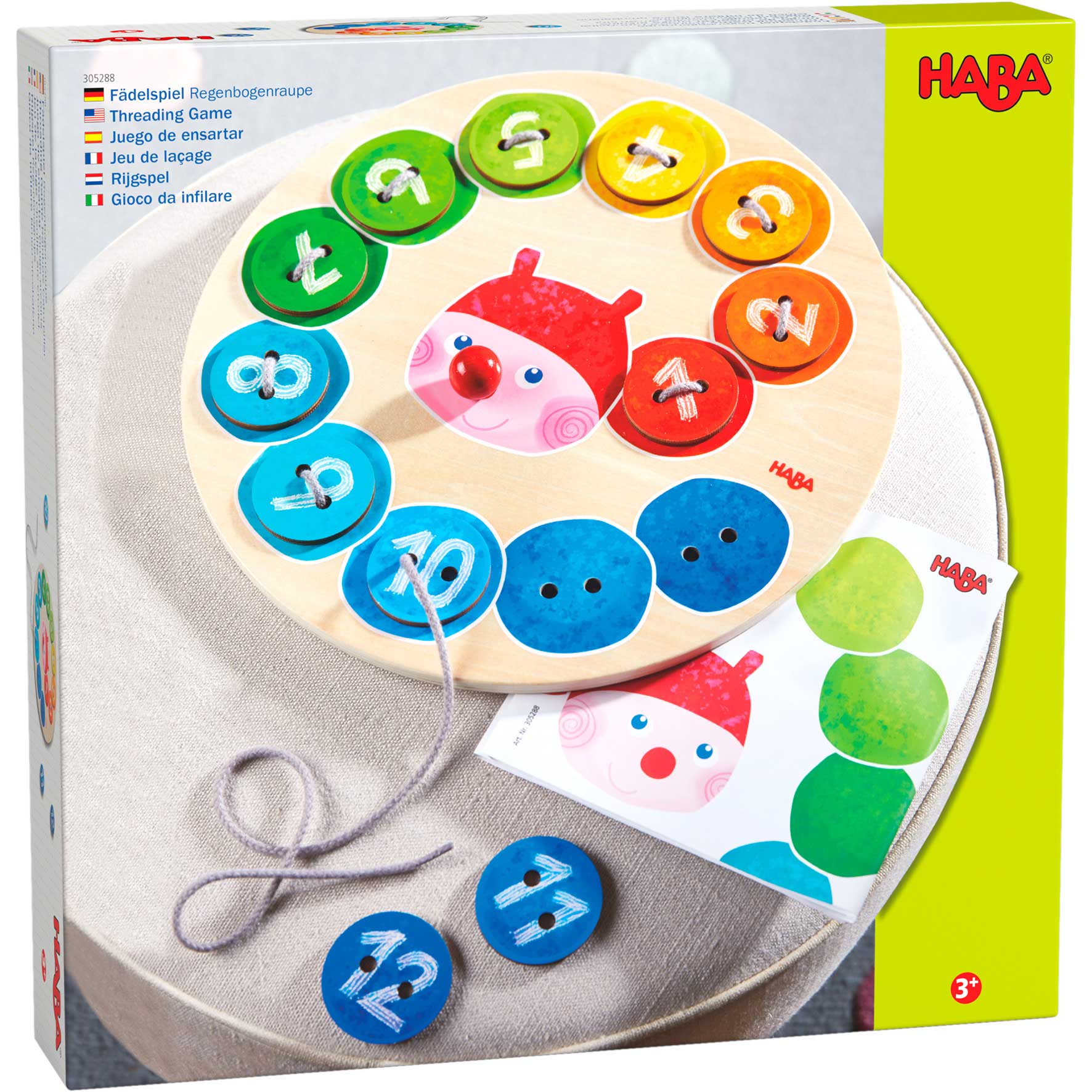 Rainbow Caterpillar Counting Threading Game with 24 Tiles