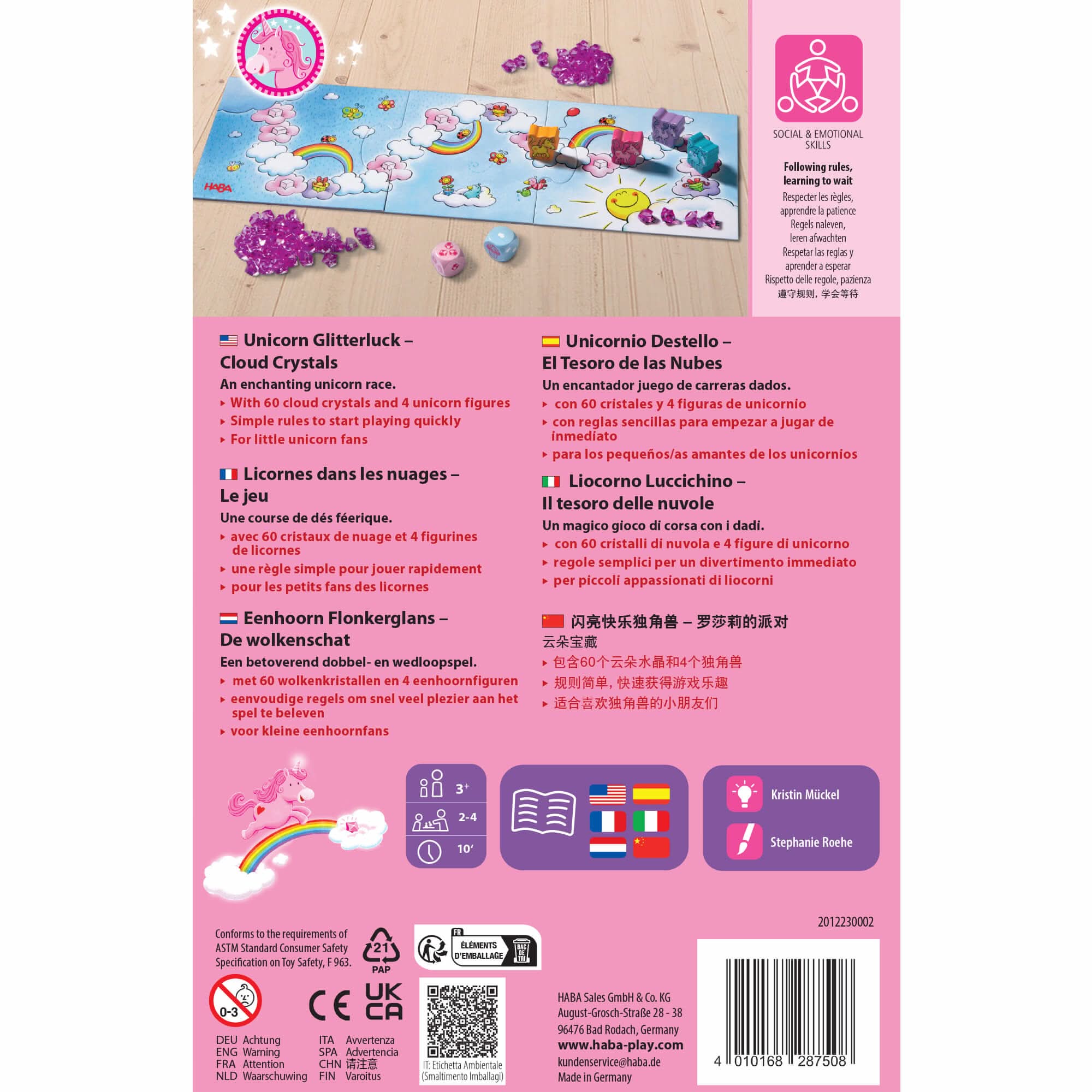 Unicorn Glitterluck Cloud Crystals Game for 2-4 Players