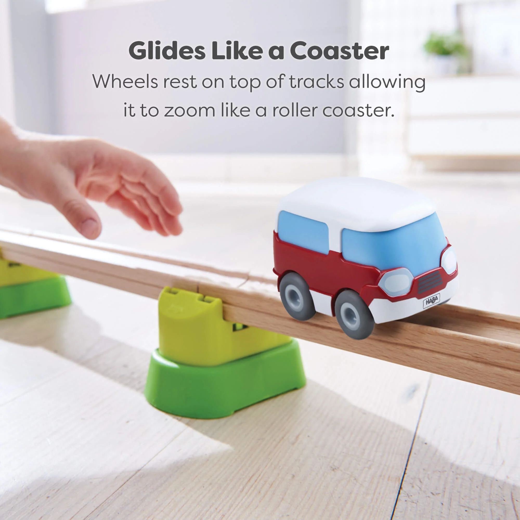 HABA Kullerbü Red Mini Bus with Momentum Motor for Toddlers