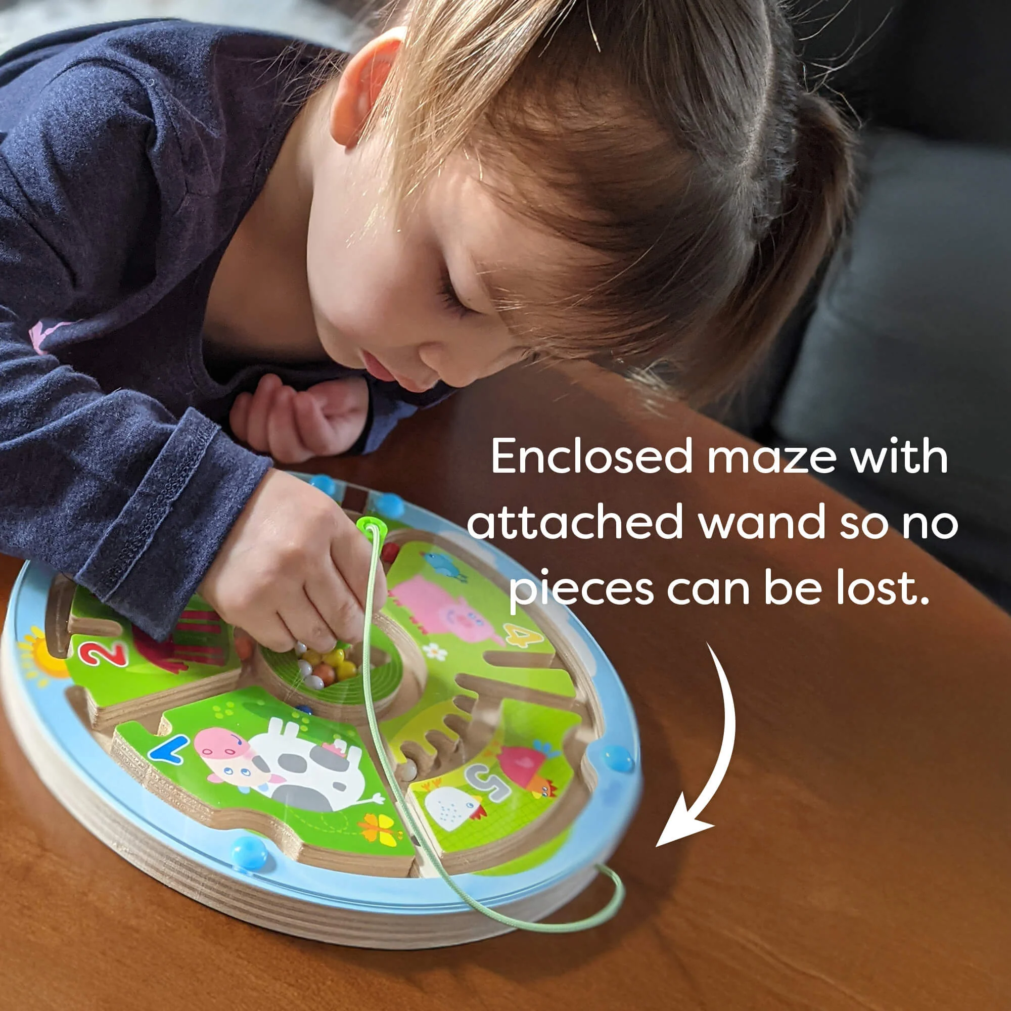 Number Maze Magnetic Game for Toddlers with Tethered Wand