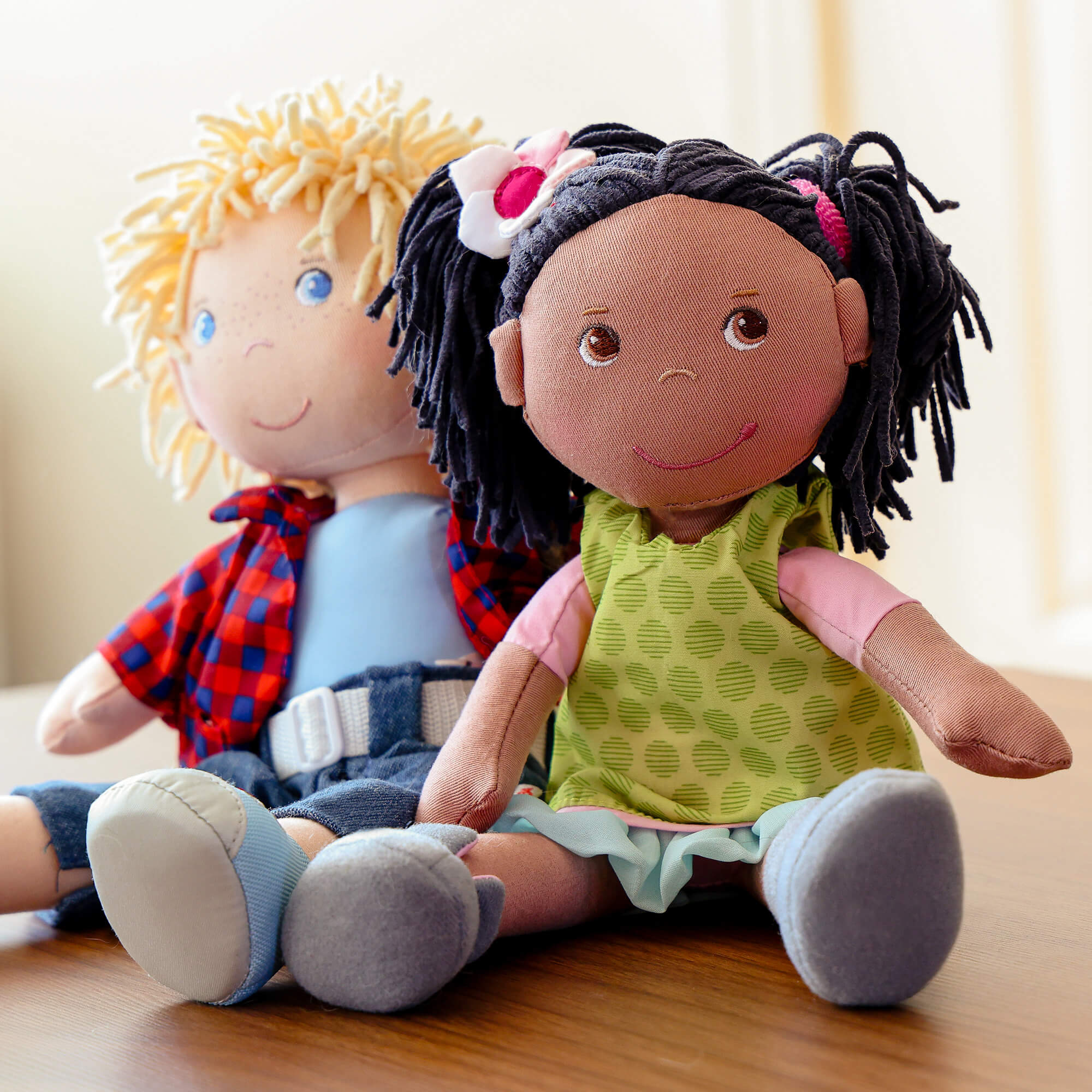 Cari 12" Soft Doll with Chenille Pigtails and Green Dress