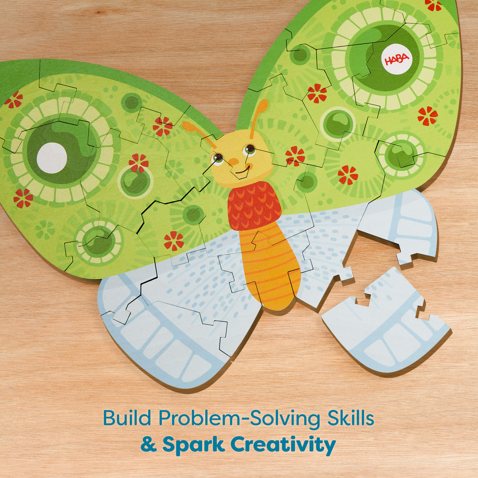 Butterfly 2-in-1 Wooden Puzzle with Double-Sided Pieces