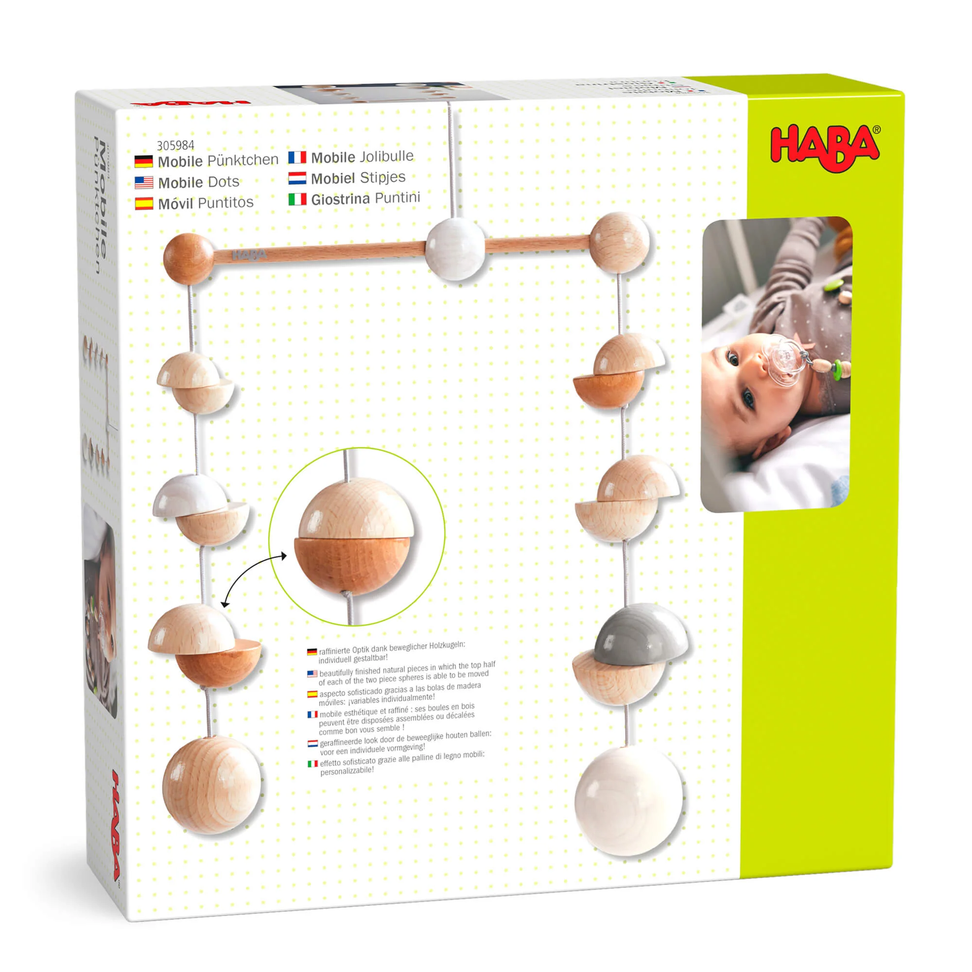Wooden Mobile Dots Beech Wood Baby Nursery Mobile