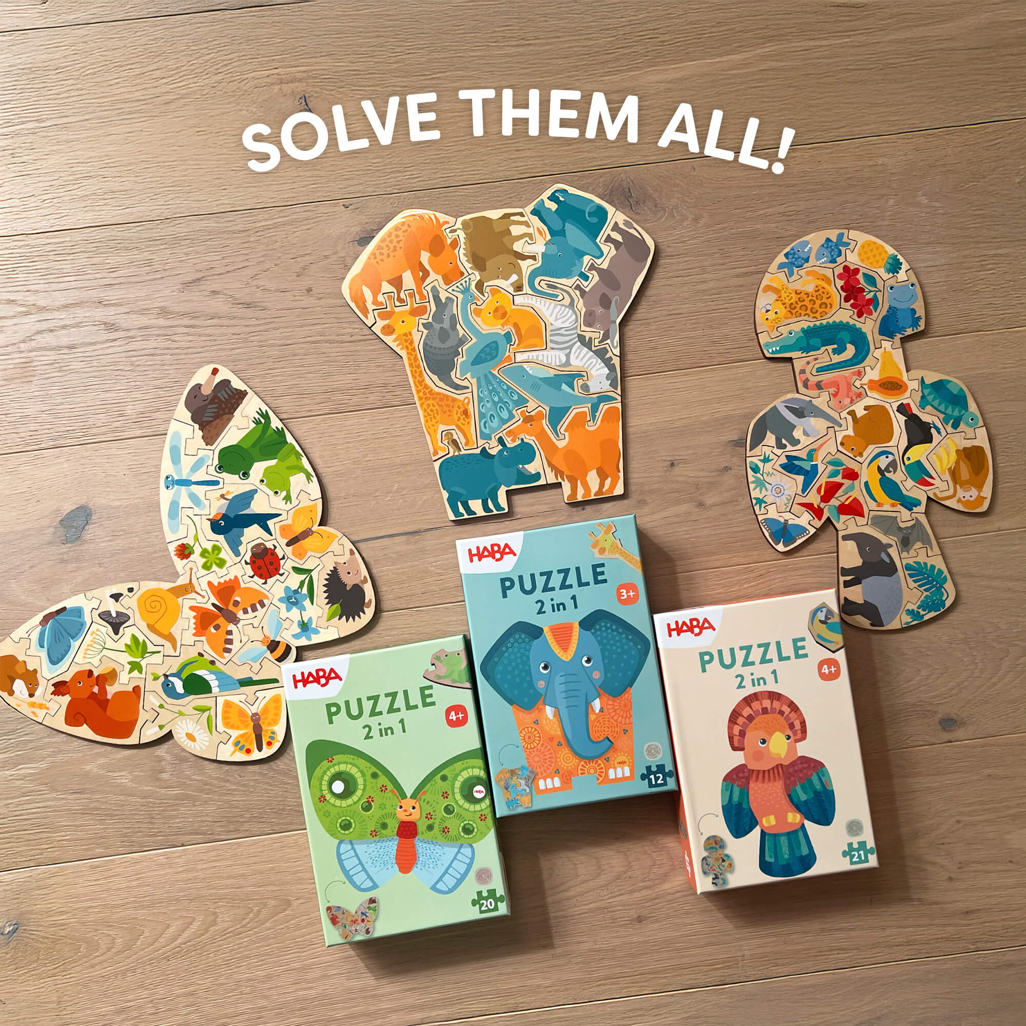 Elephant 2-in-1 Wooden Puzzle with 12 Double-Sided Pieces