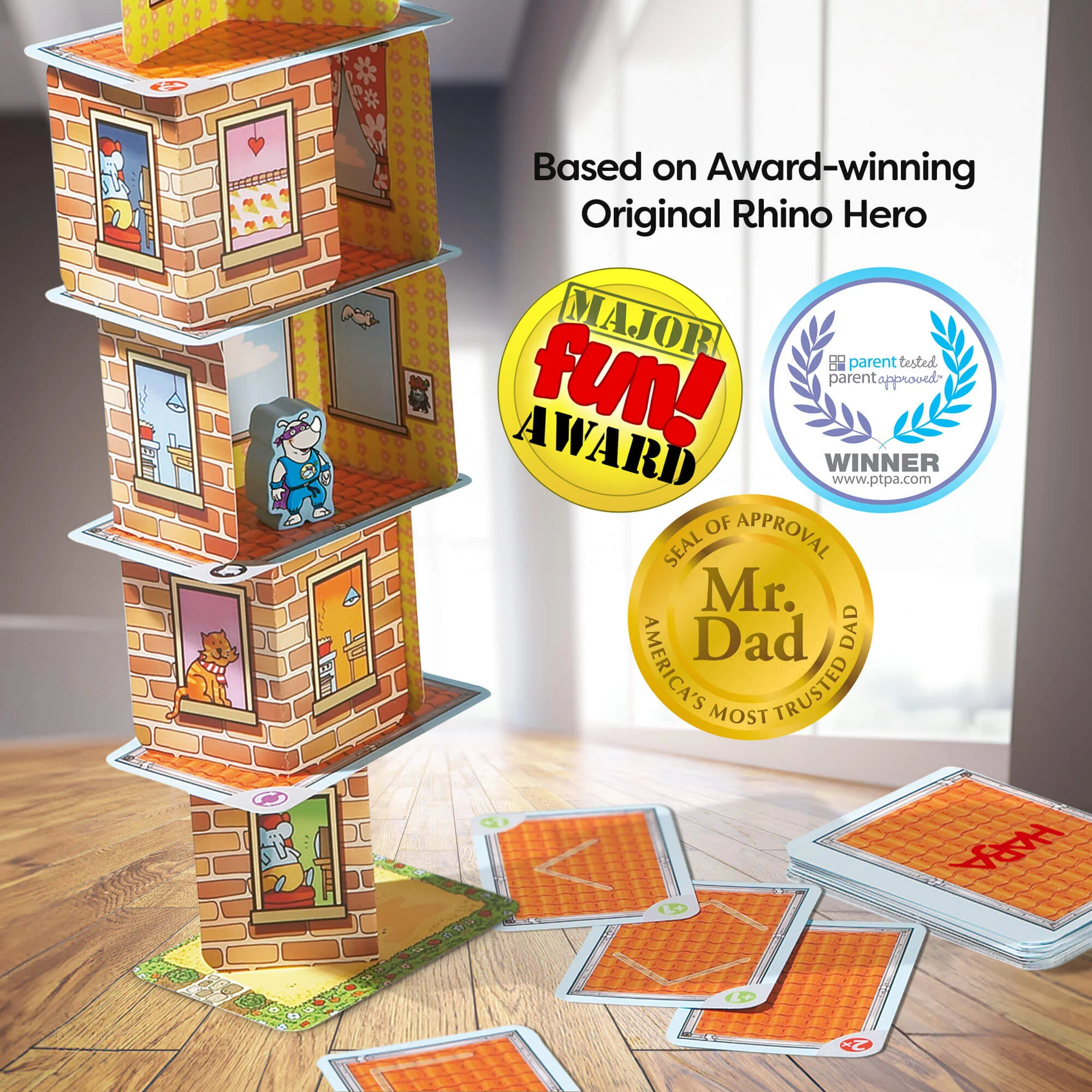 Giant Rhino Hero XXL Stacking Cards Game for Families and Classrooms
