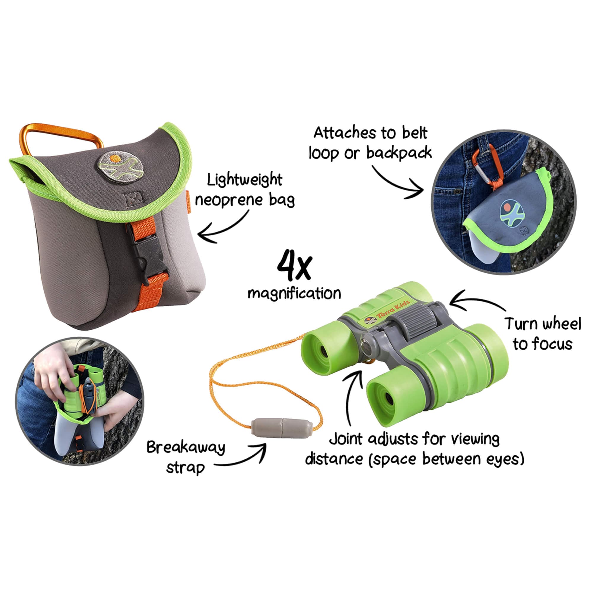 Terra Kids Binoculars with Bag for Outdoor Nature Exploring