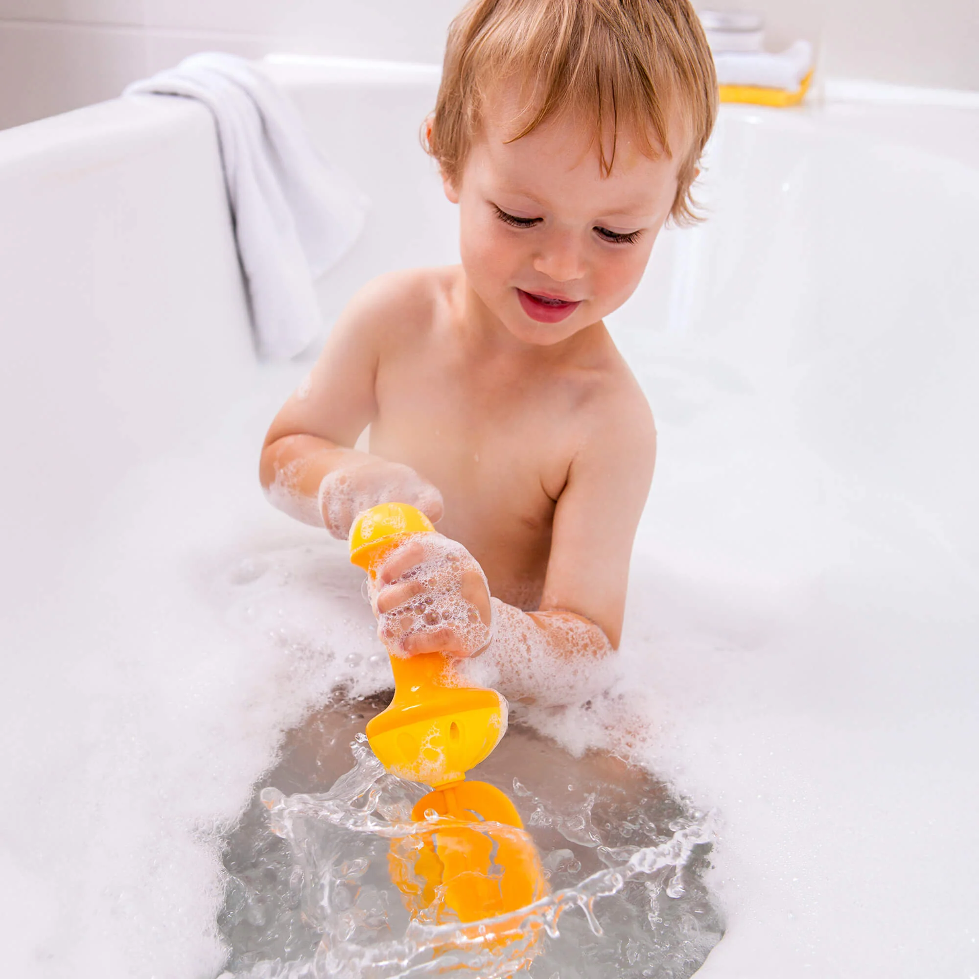 Yellow Bubble Bath Whisk for Kids Bath and Water Play