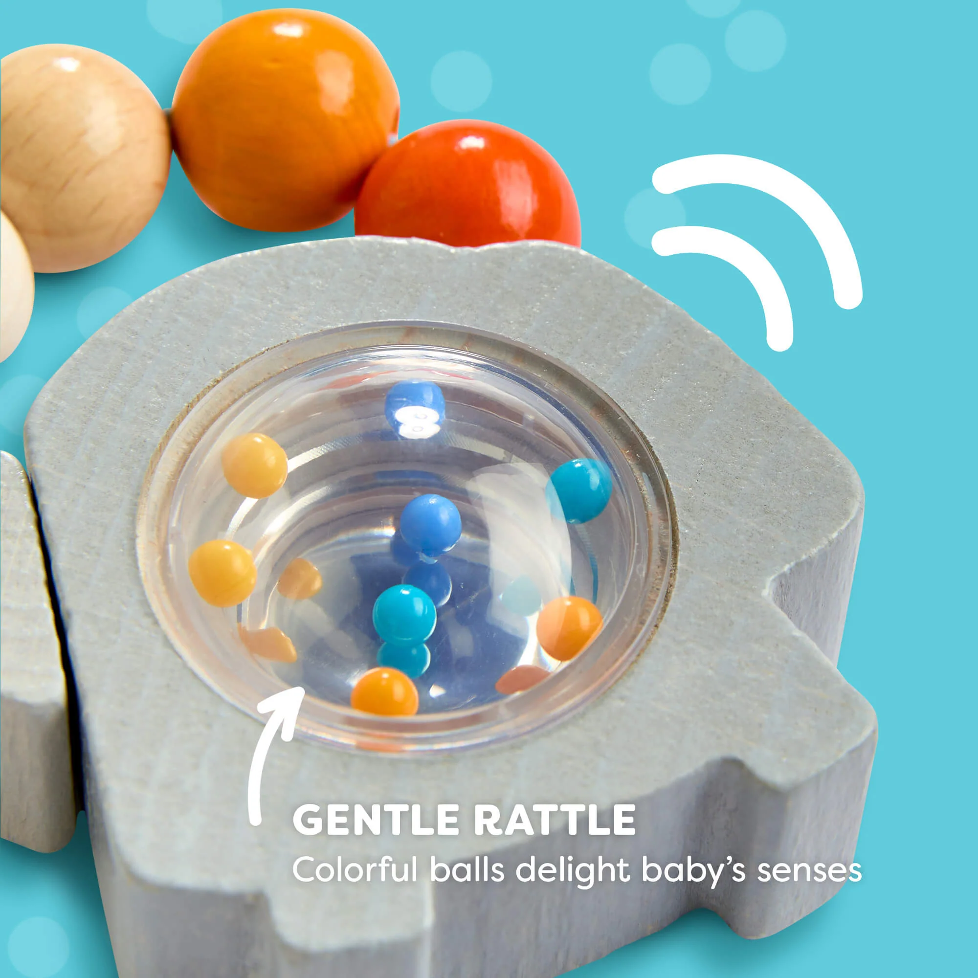 Wooden Elephant Rattle & Grasping Toy for Babies