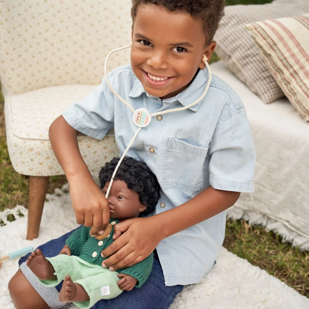 Wooden Doll-Sized Doctor Kit in Fabric Carry Case