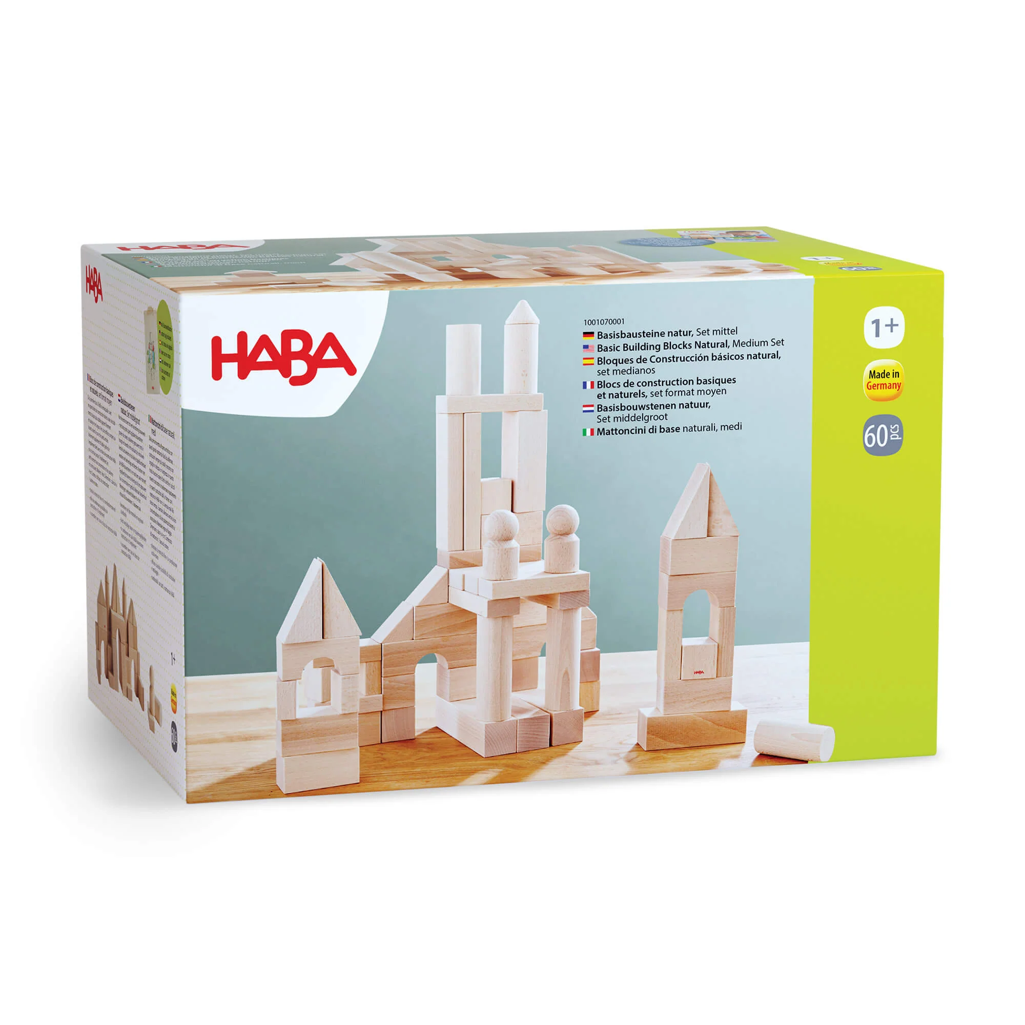 HABA Basic Building Blocks 60 Piece Large Set with Fabric Carry Tote