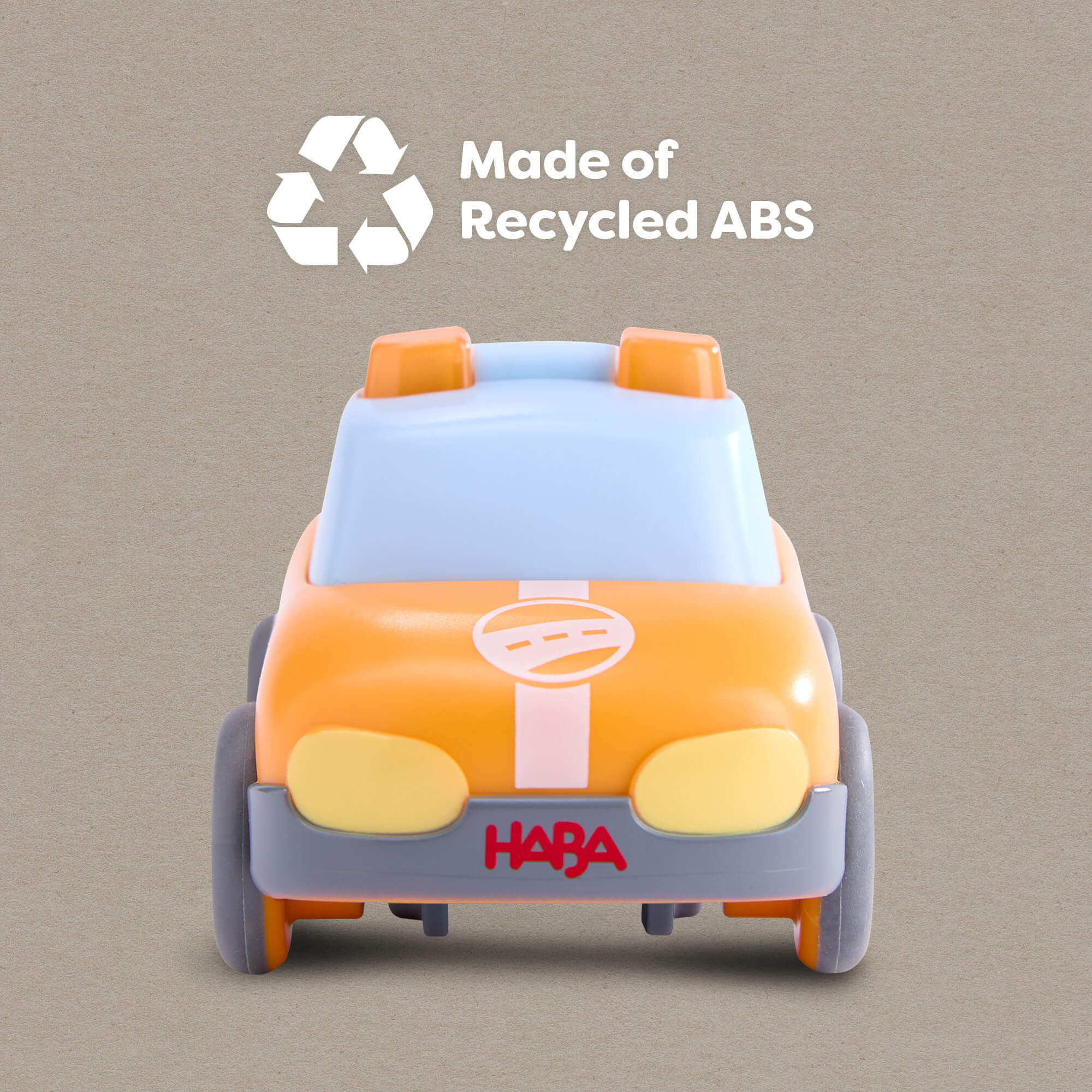 HABA Cars Yellow Pace Car with Momentum Motor Made from Recycled Plastic