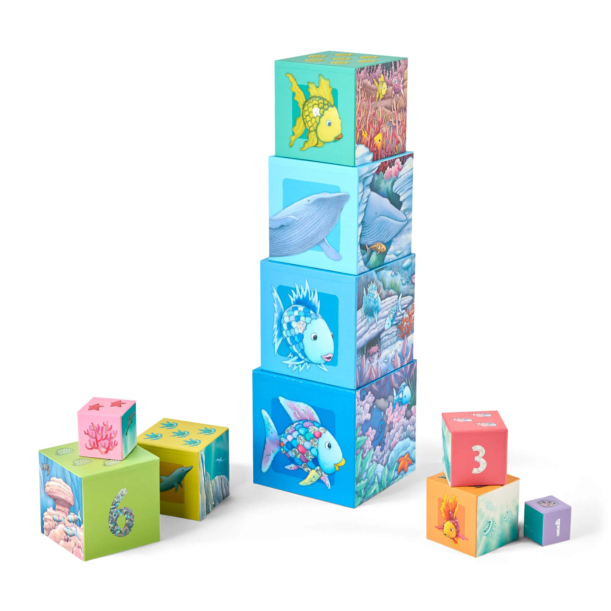 Rainbow Fish Stacking & Nesting Cubes for Toddler Counting and Early Math