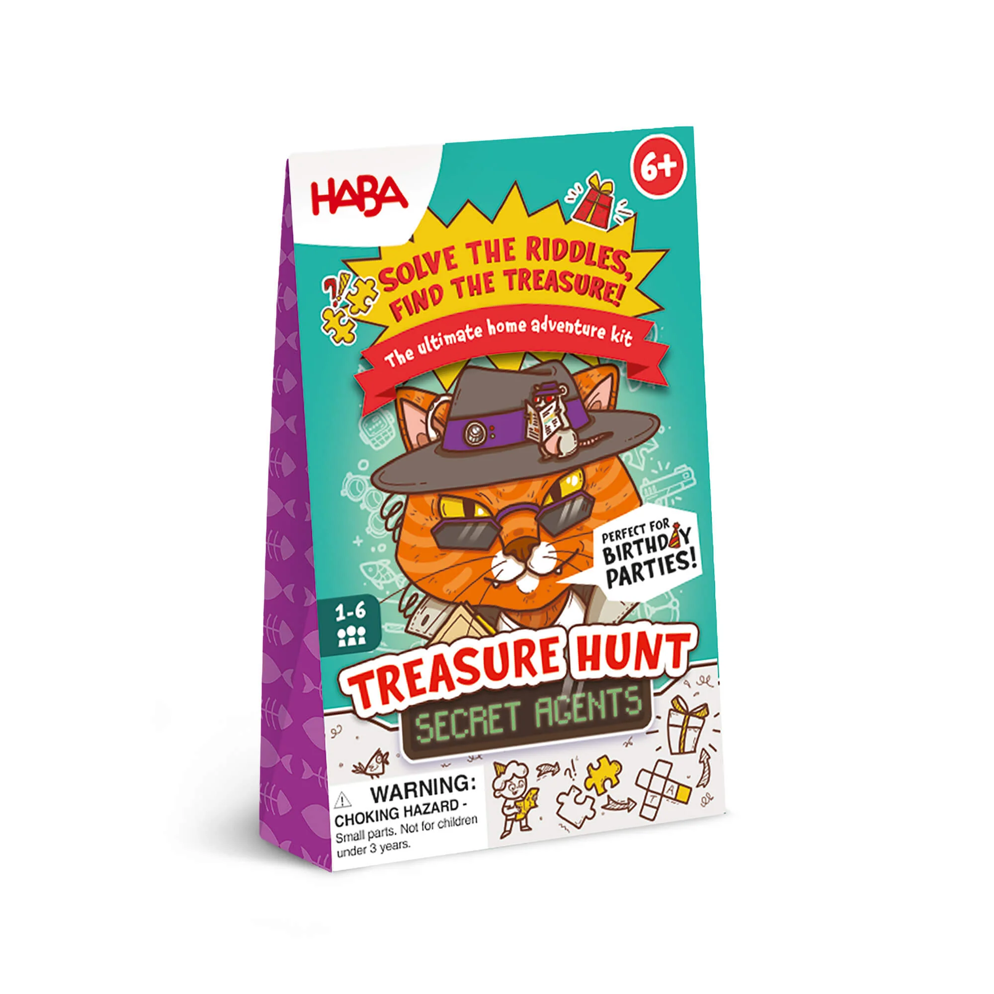 Secret Agent Treasure Hunt Party Game with 7 Clue Envelopes