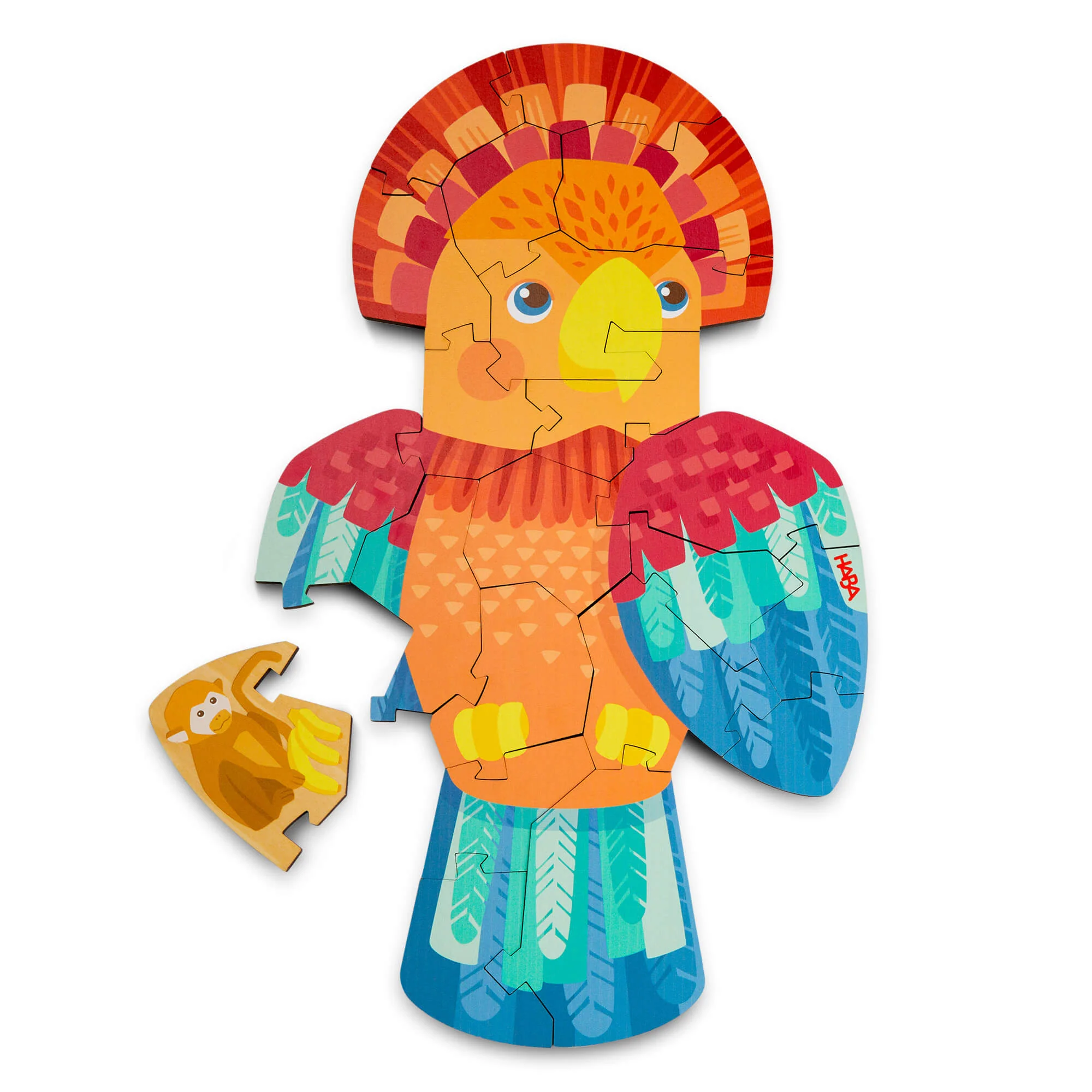 Parrot 2-in-1 Wooden Puzzle with 21 Double-Sided Pieces