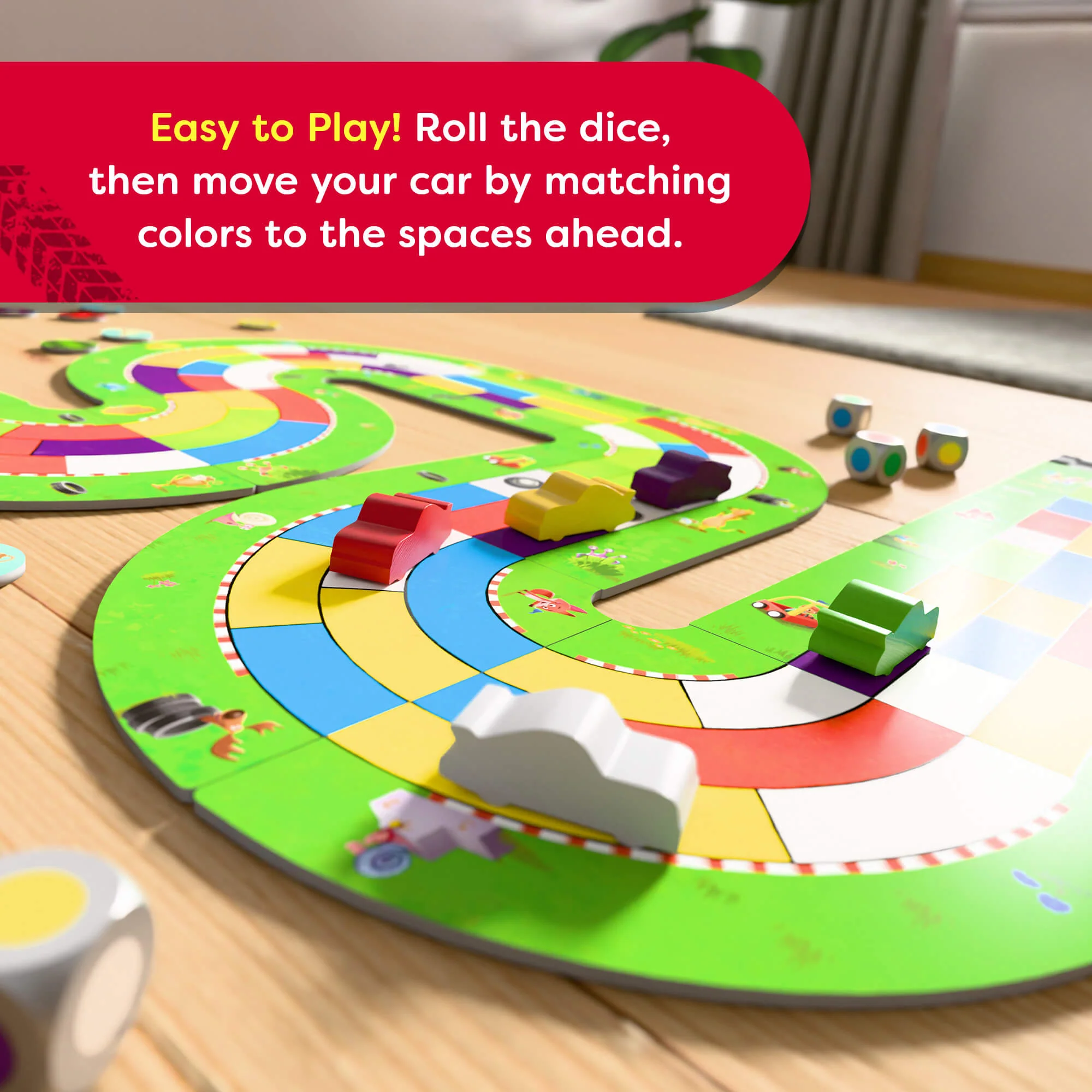 HABA Monza Racing Game with 20 Modular Track Tiles and 6 Wooden Cars