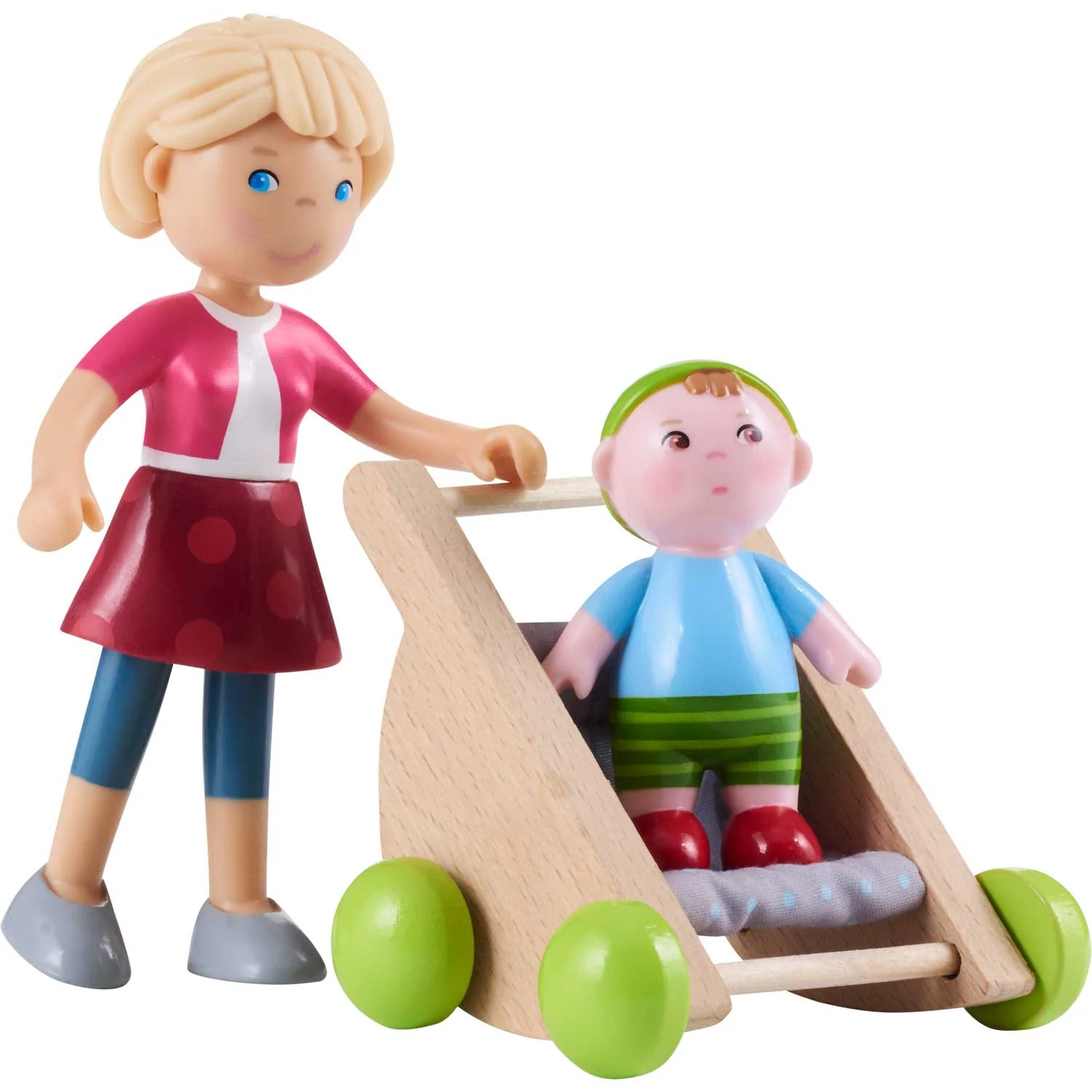Little Friends Mama Melanie and Baby Kilian Dolls with Wooden Stroller