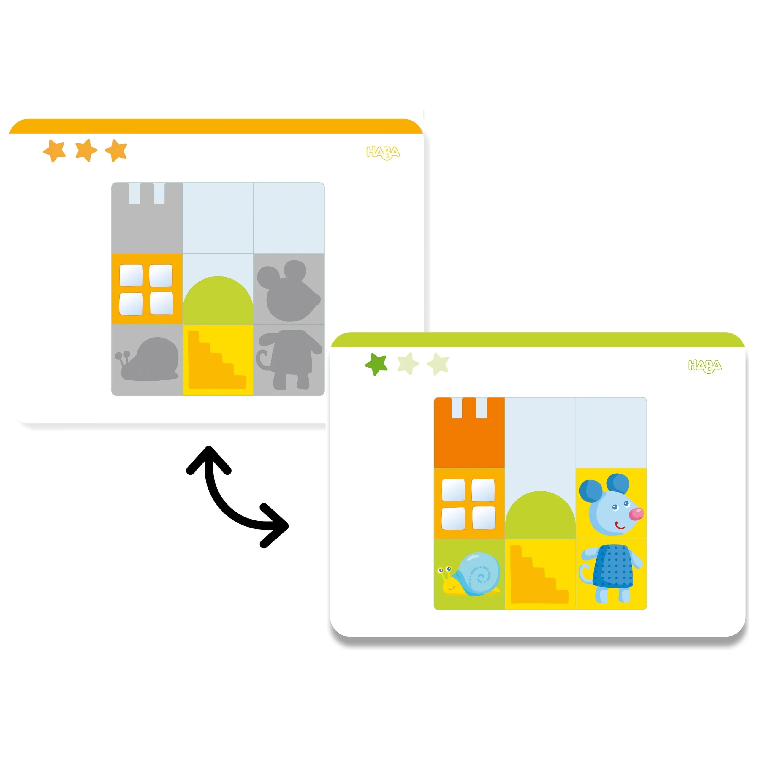 Animal Squares Arranging Game with Frog, Cat and Mouse