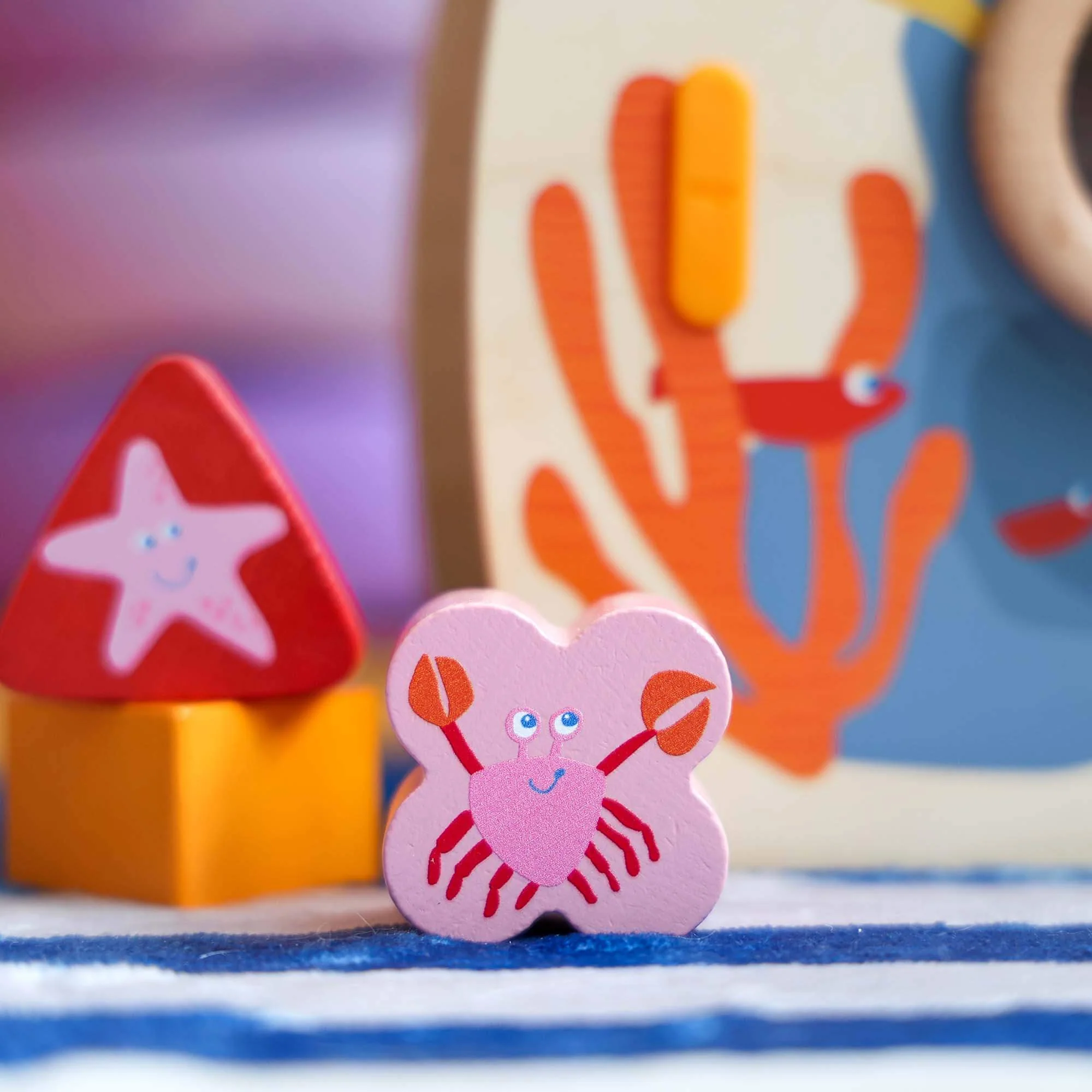Underwater World Wooden Shape Sorter with Five Sea Creature Blocks