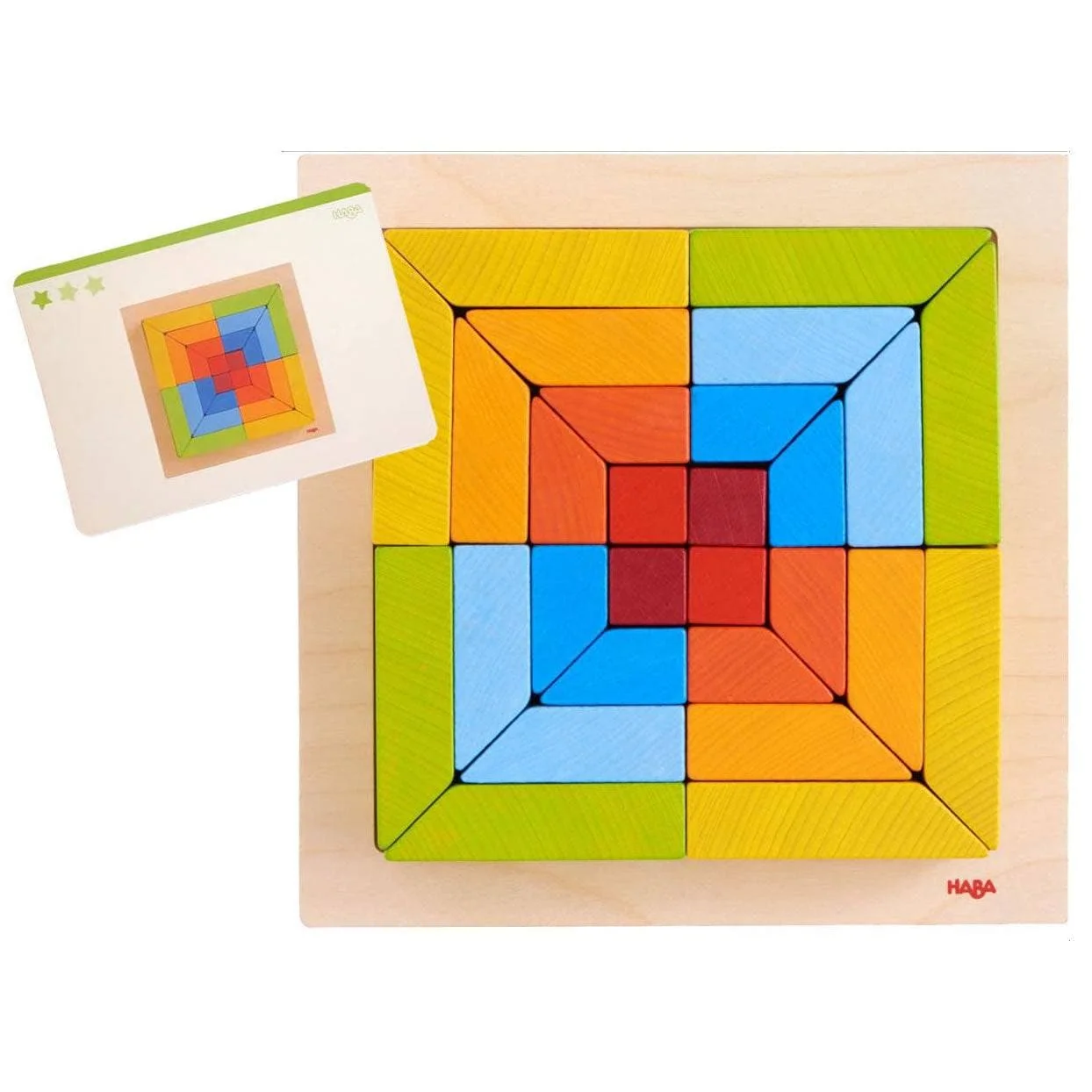Creative Stones 3D Wooden Arranging Blocks Game with Template Cards