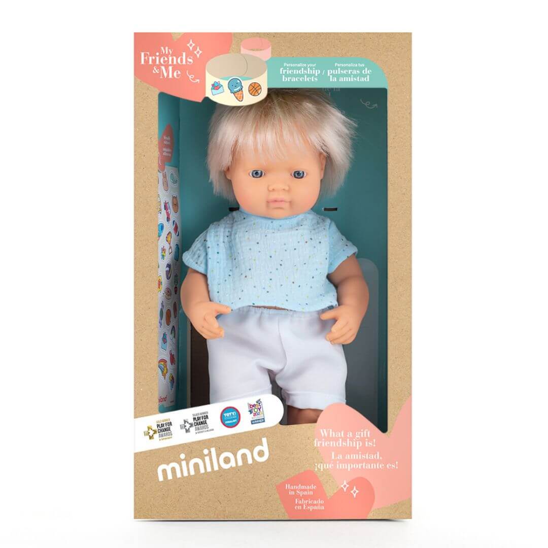 Miniland 15" Blonde Boy Doll with Anatomically Correct Design