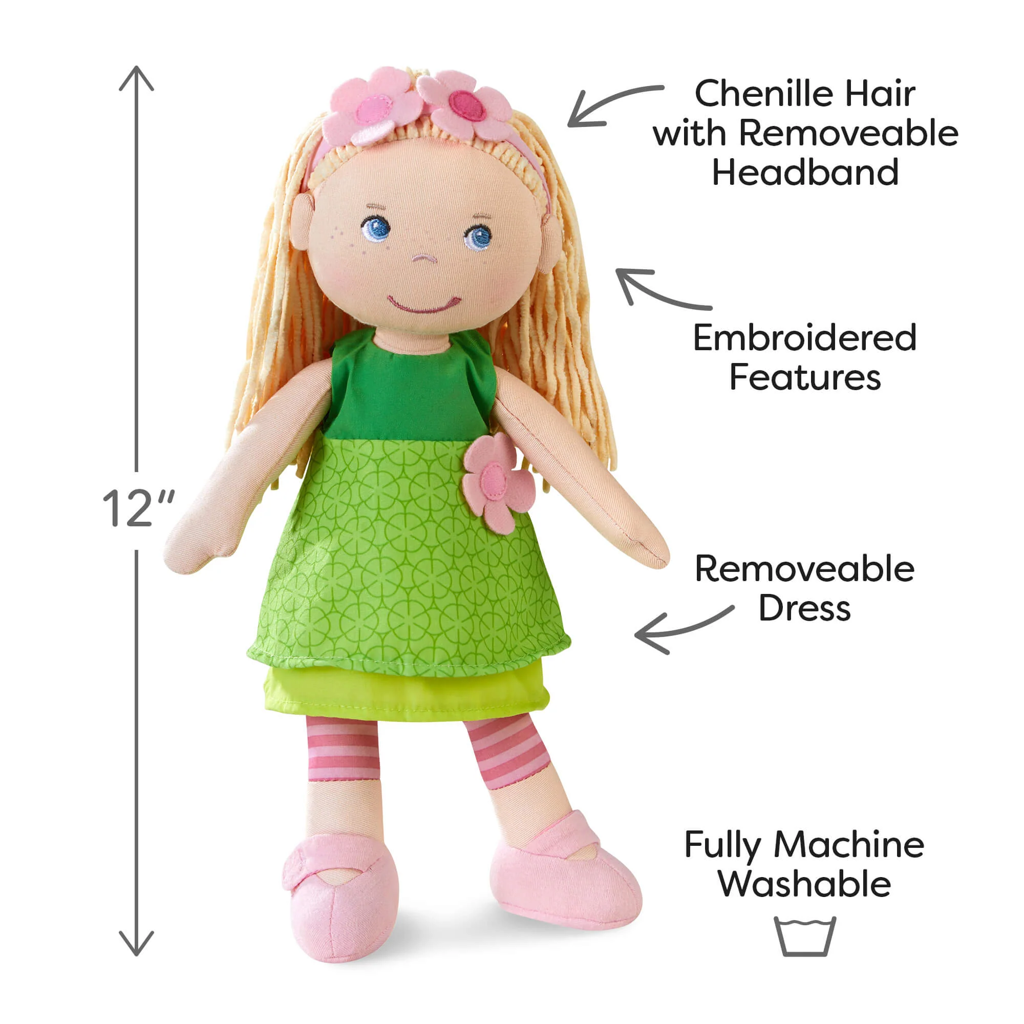 Soft 12" Doll Mali with Blonde Chenille Hair