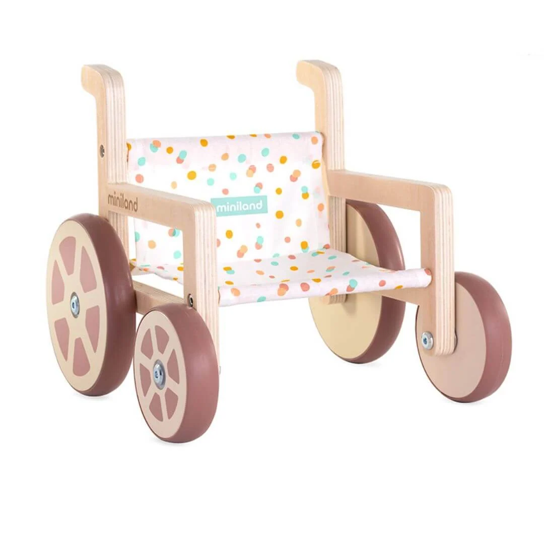 Miniland Wooden Doll Wheelchair for Dolls Up to 15 Inches