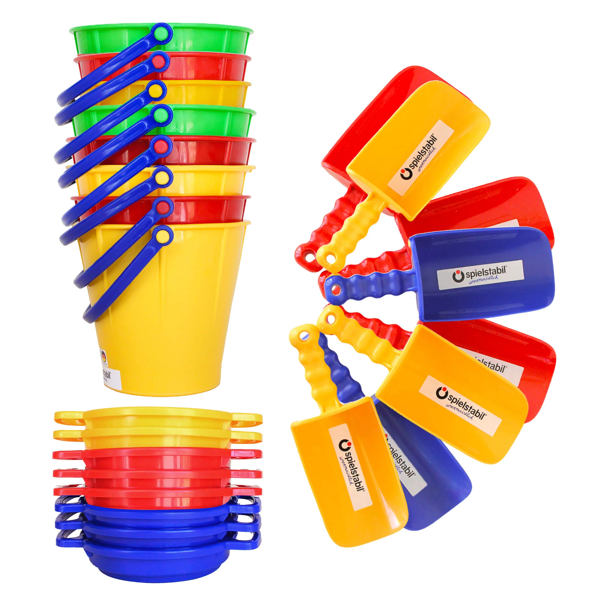 Spielstabil Big Sandbox Bundle with 8 Pails, 8 Scoops and 8 Sieves