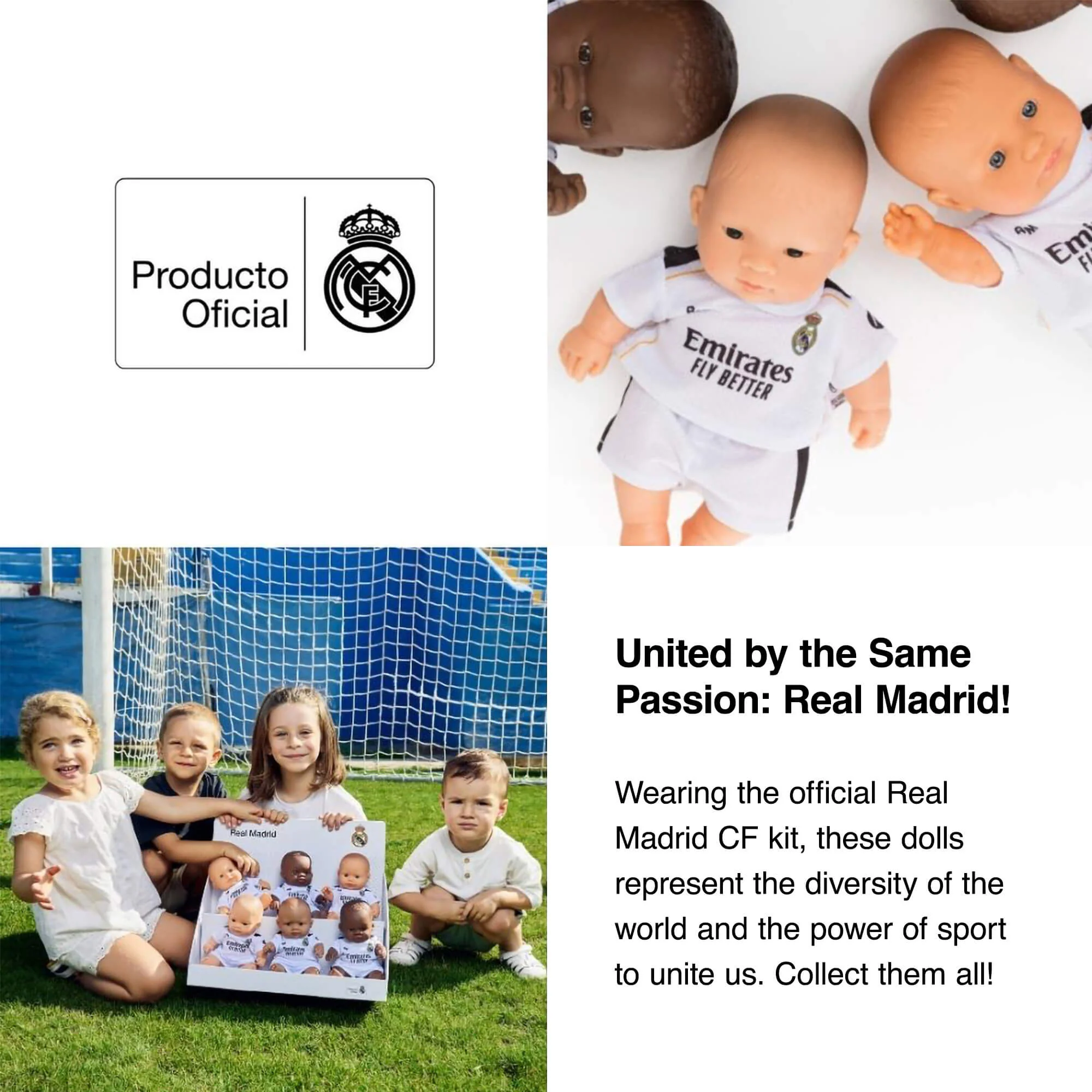 Miniland Real Madrid Asian Girl Doll in Official Home Kit
