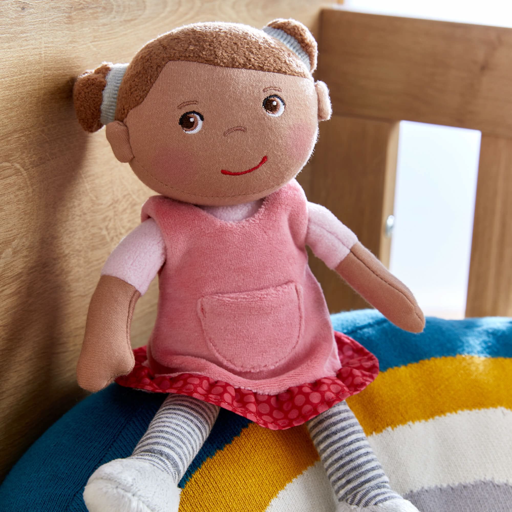 Camilla Snug Up Doll with Pink Dress and Striped Tights