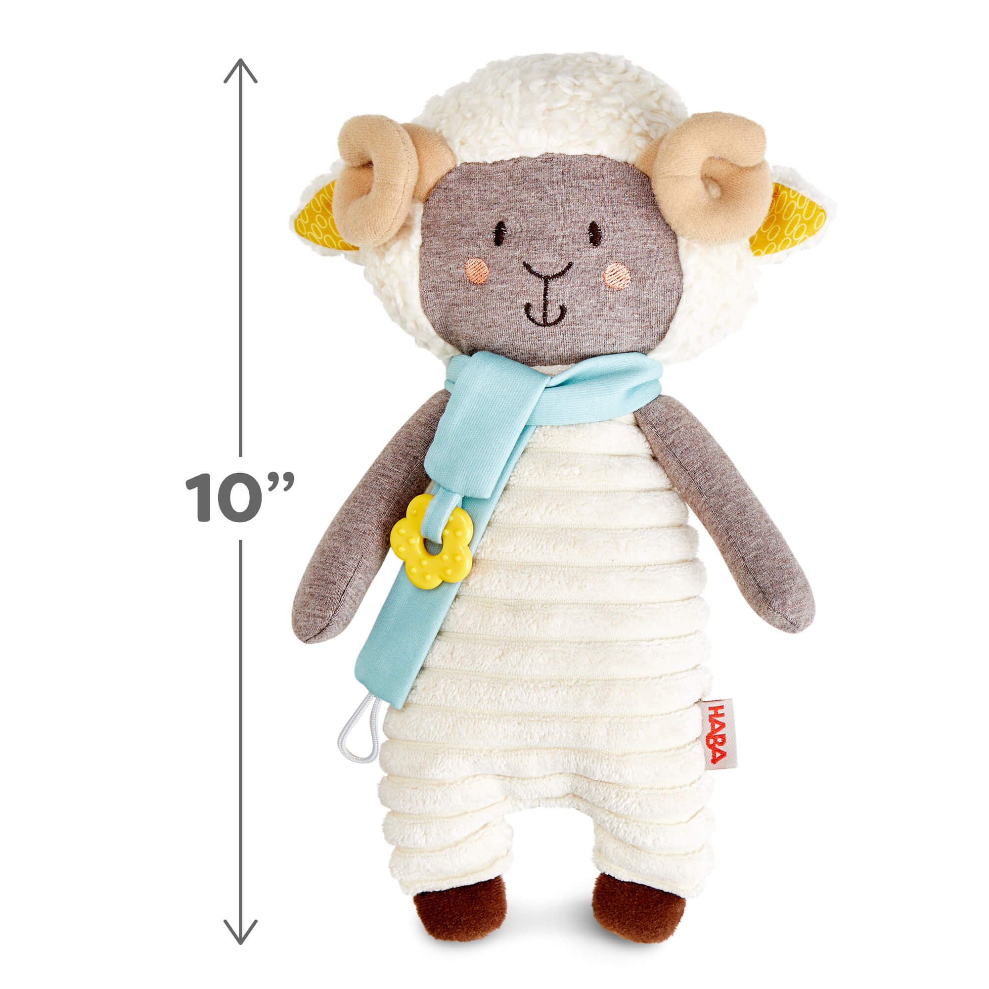 Woolbert the Ram Cuddly Pacifier Holder with Teether Scarf
