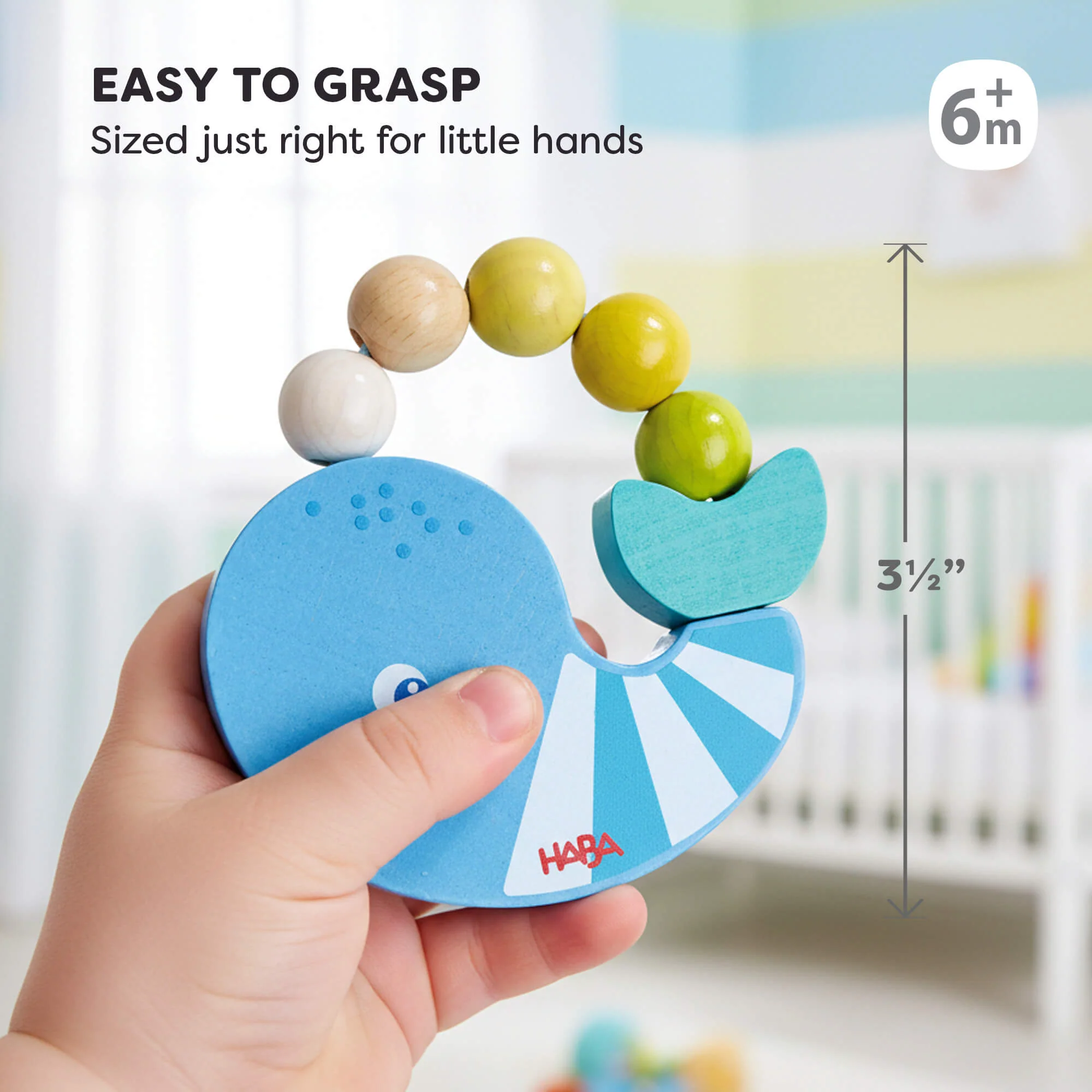Wooden Whale Rattle & Grasping Toy for Babies