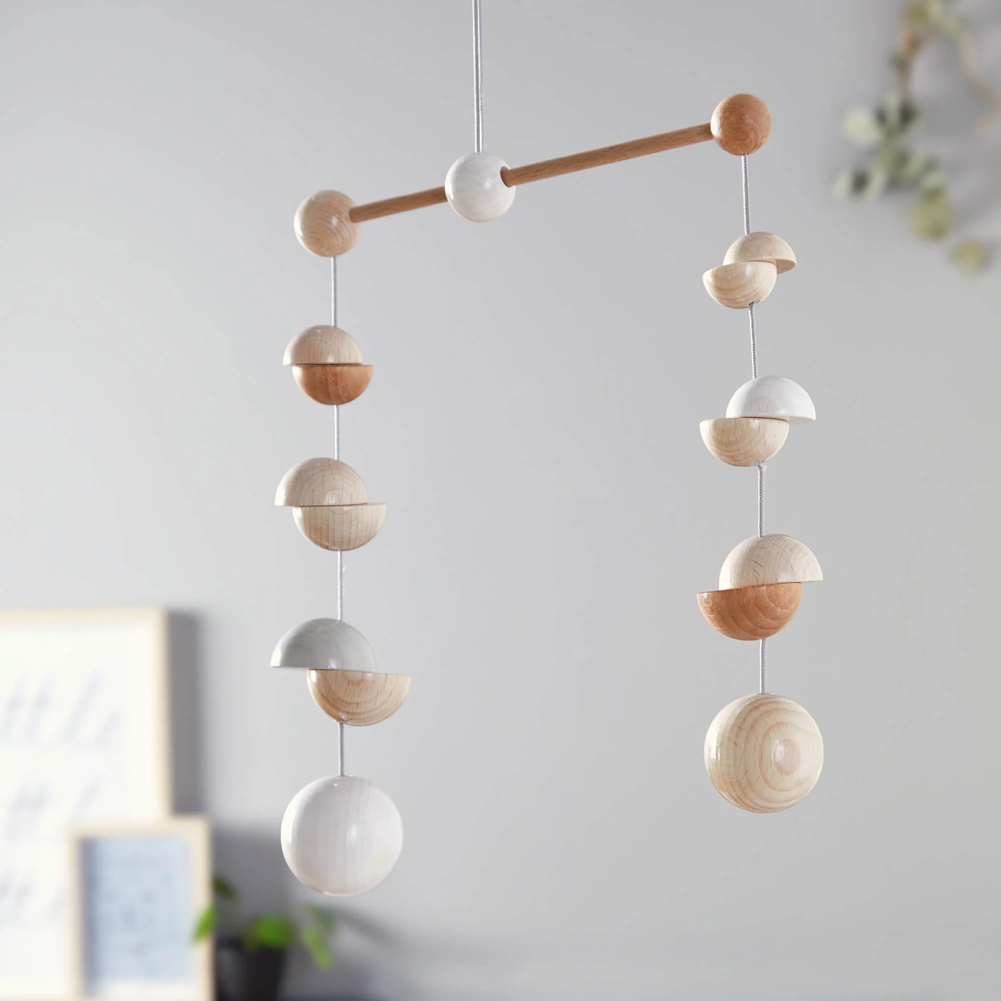 Wooden Mobile Dots Beech Wood Baby Nursery Mobile