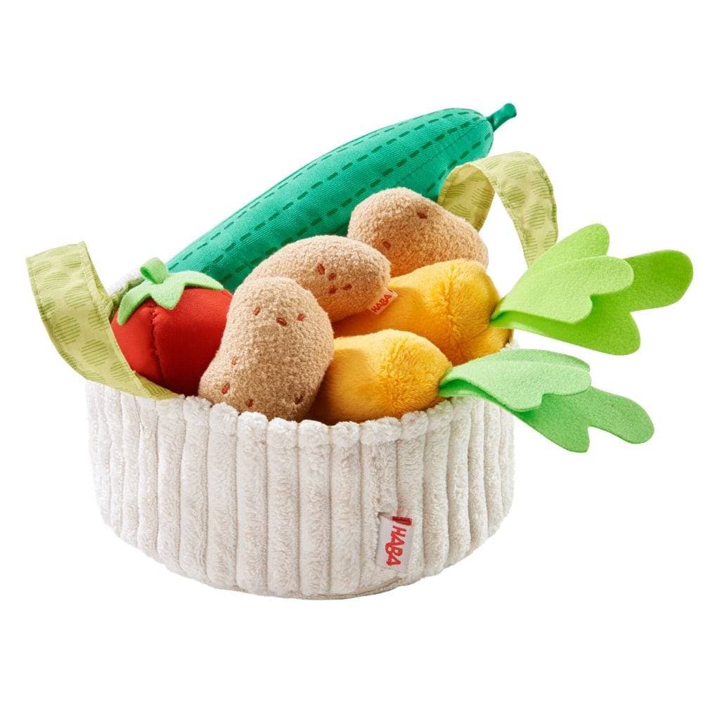 Vegetable Basket Soft Play Food Set with Fabric Handles