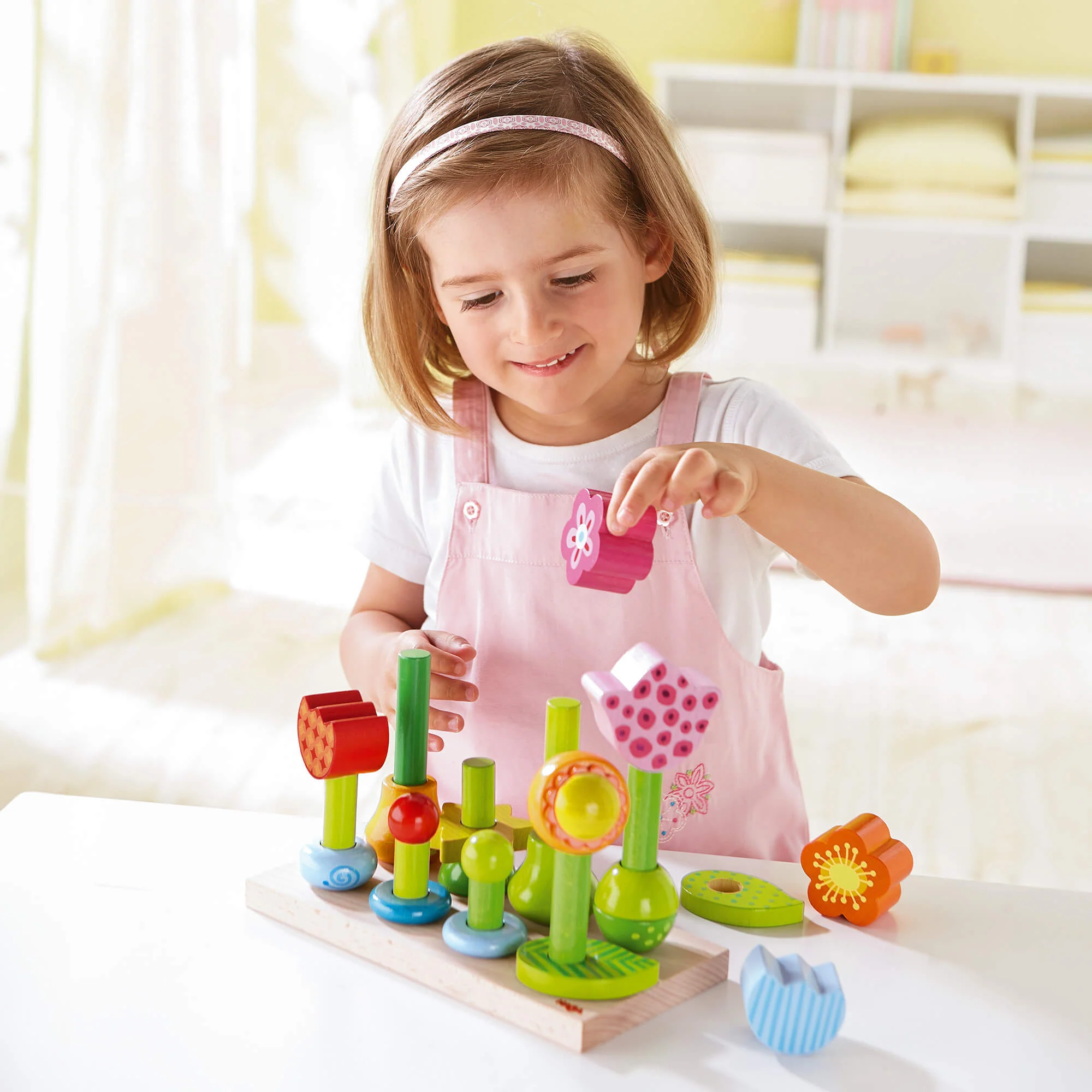 Flower Garden Wooden Sorting and Stacking Game for Toddlers