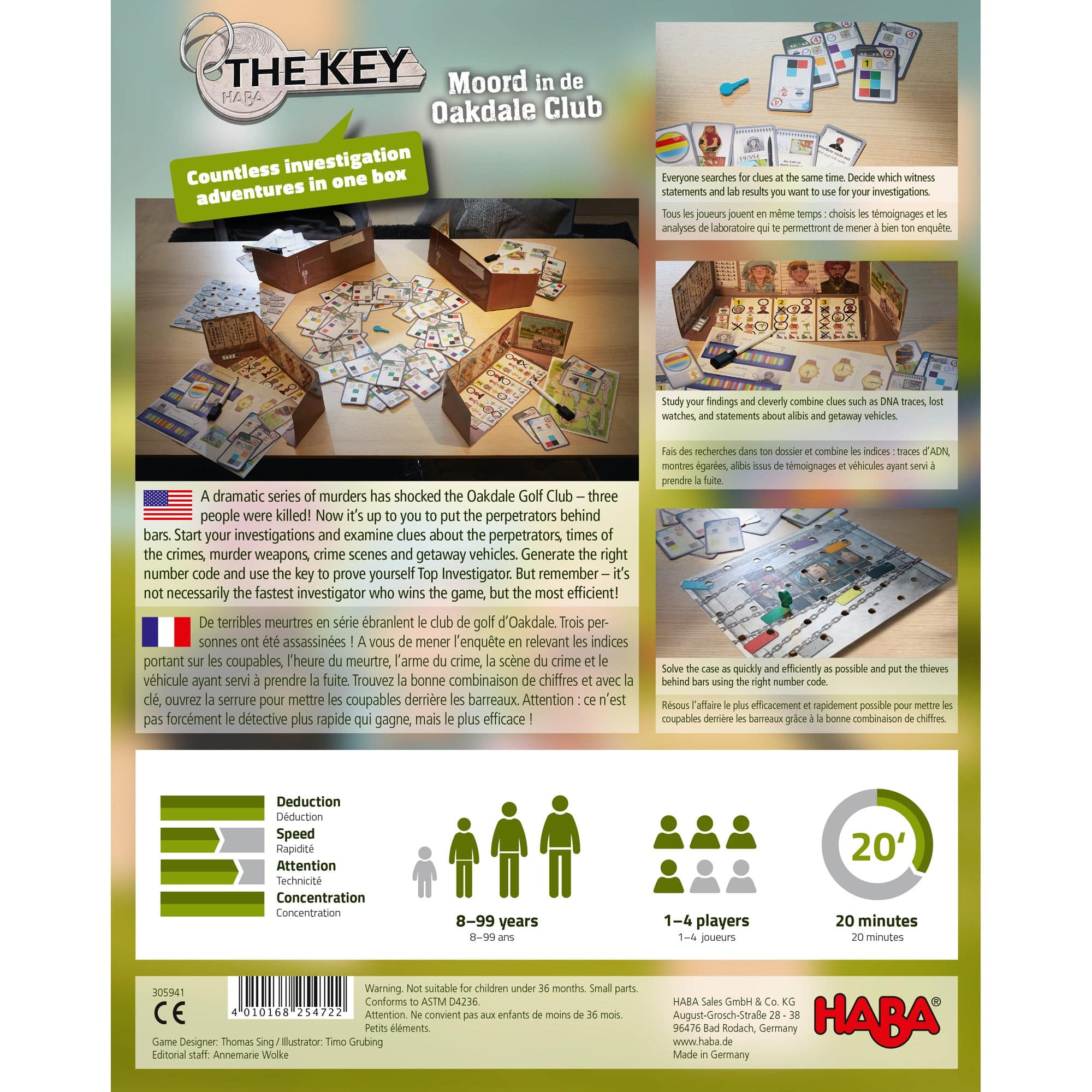 The Key: Murder at the Oakdale Club Deduction Board Game