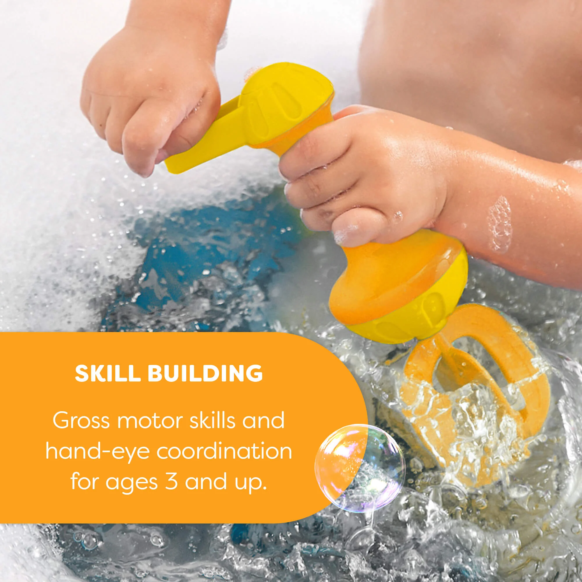 Yellow Bubble Bath Whisk for Kids Bath and Water Play