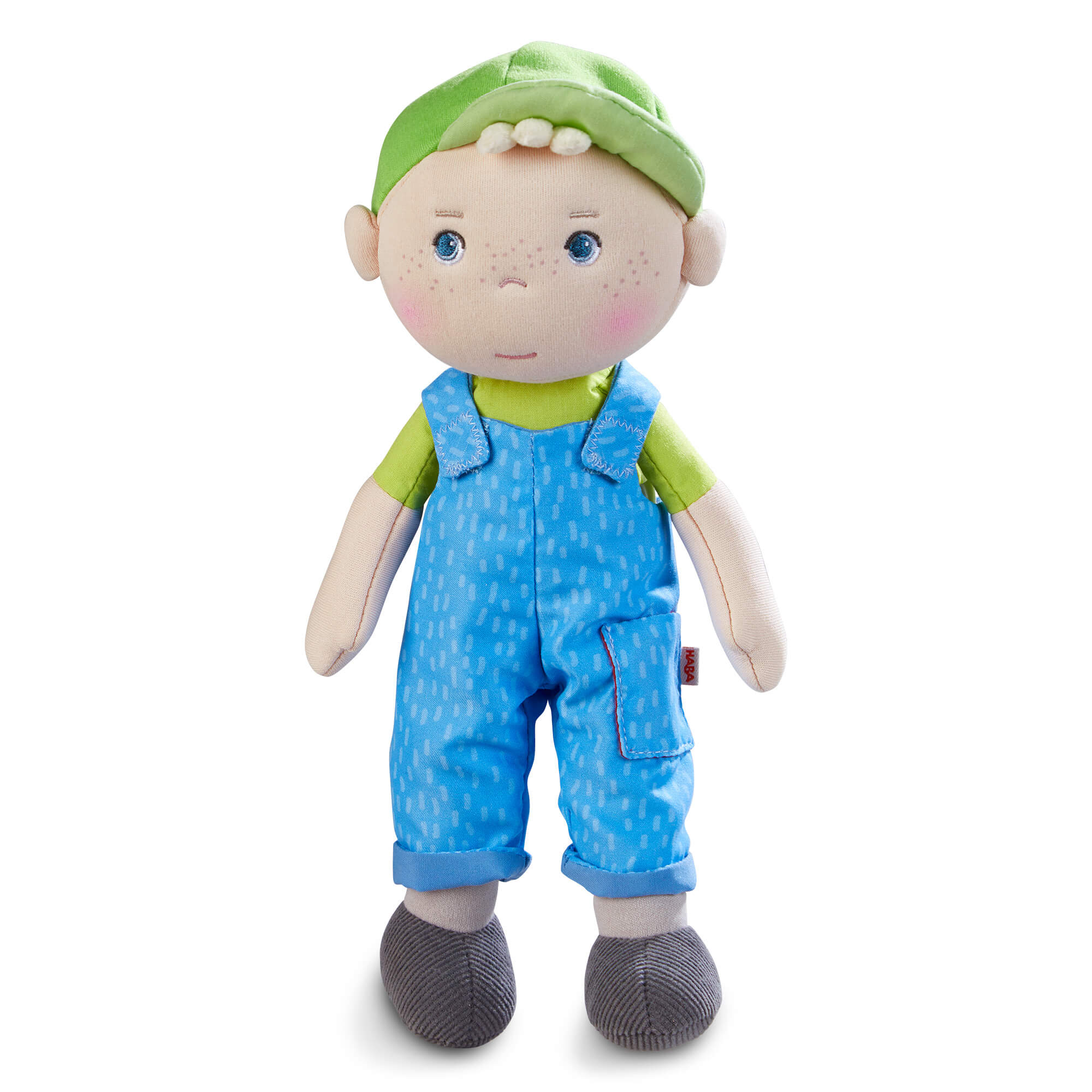 Snug Up Doll Till Soft Boy Doll in Blue Overalls for Toddlers