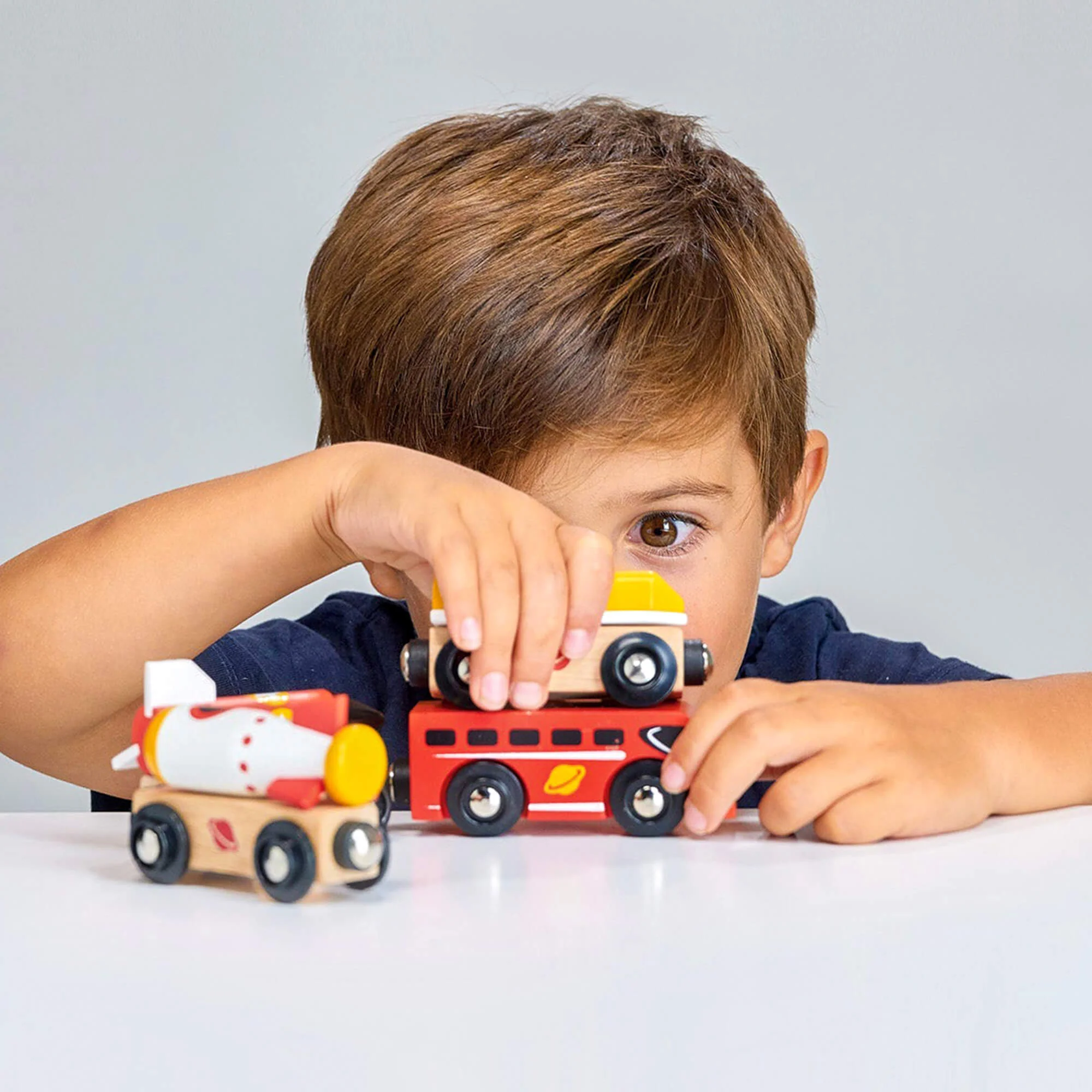 Mentari Adventure Wooden Trains Bundle with Space, Cargo and Dinosaur Trains