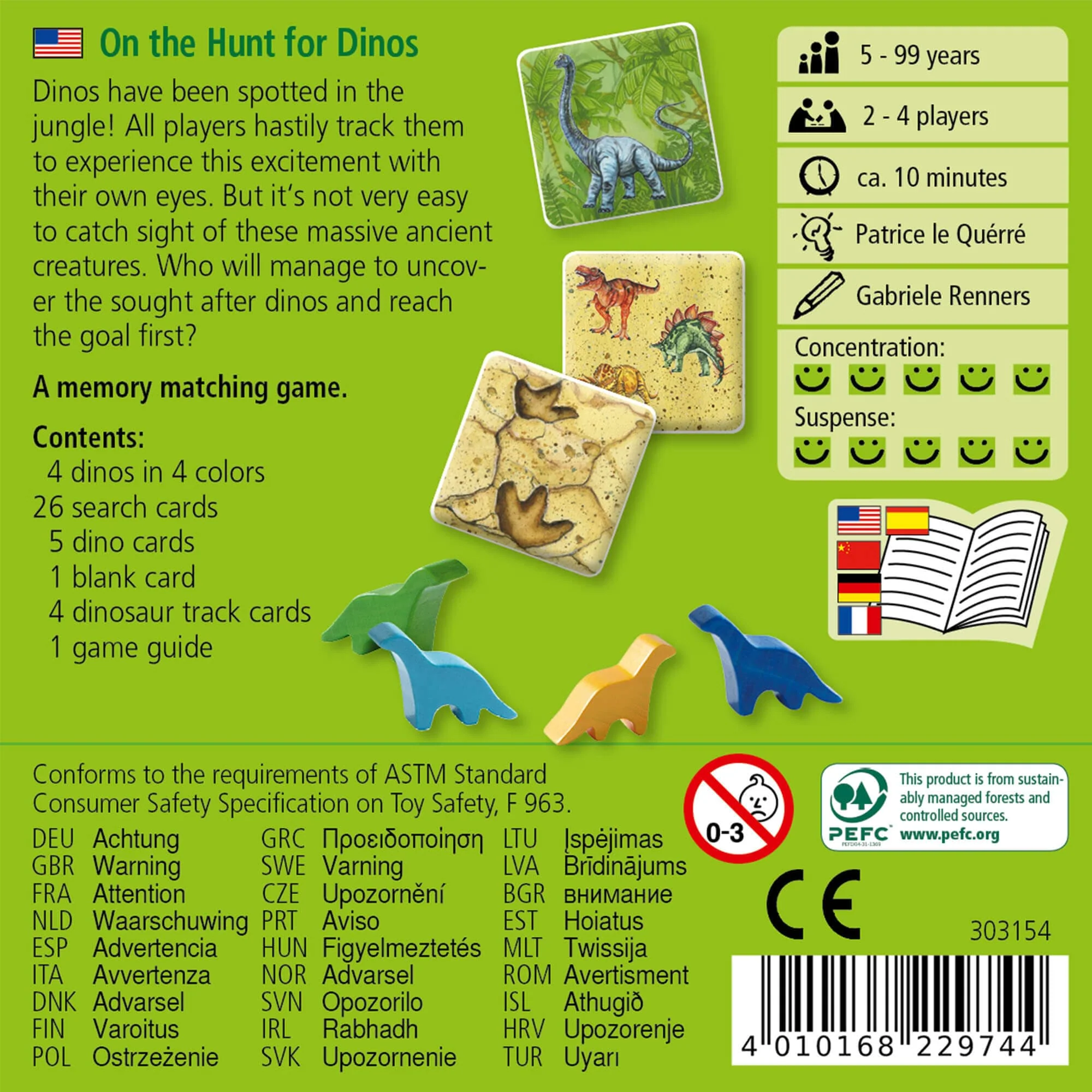 On the Hunt for Dinos Mini Game Memory Adventure for 2-4 Players