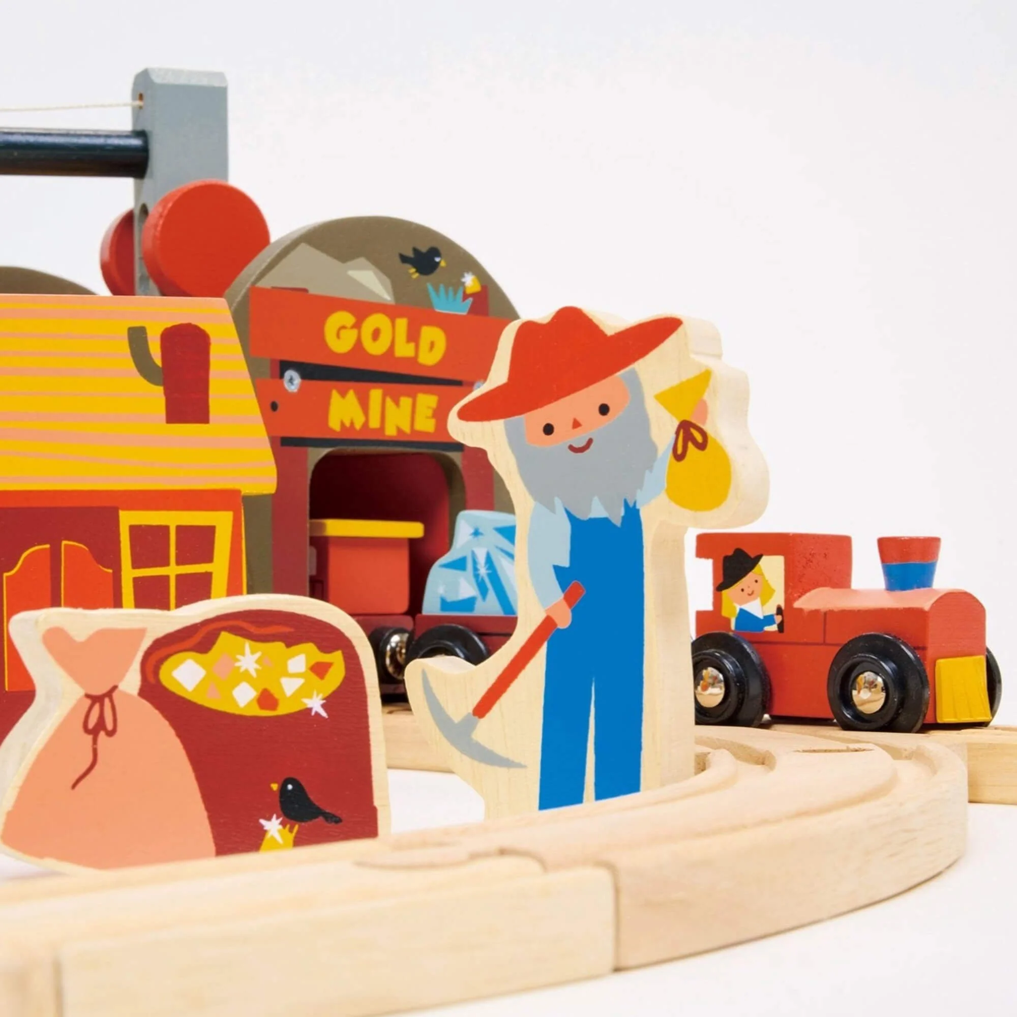 Mentari Gold Mine Wooden Train Track Set for Adventure Play