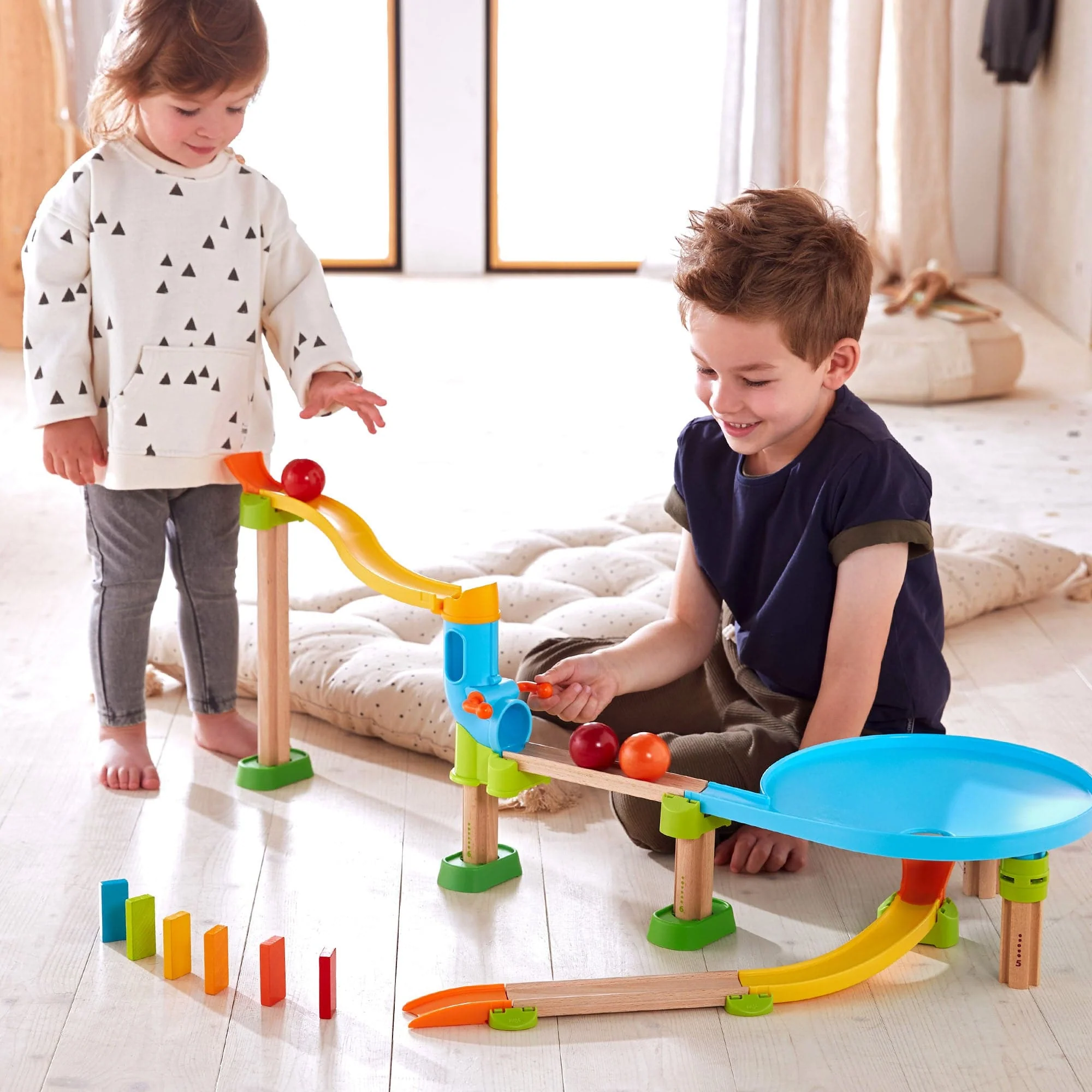 Kullerbu Traffic Jam Ball Track Set with Dominoes and Funnel