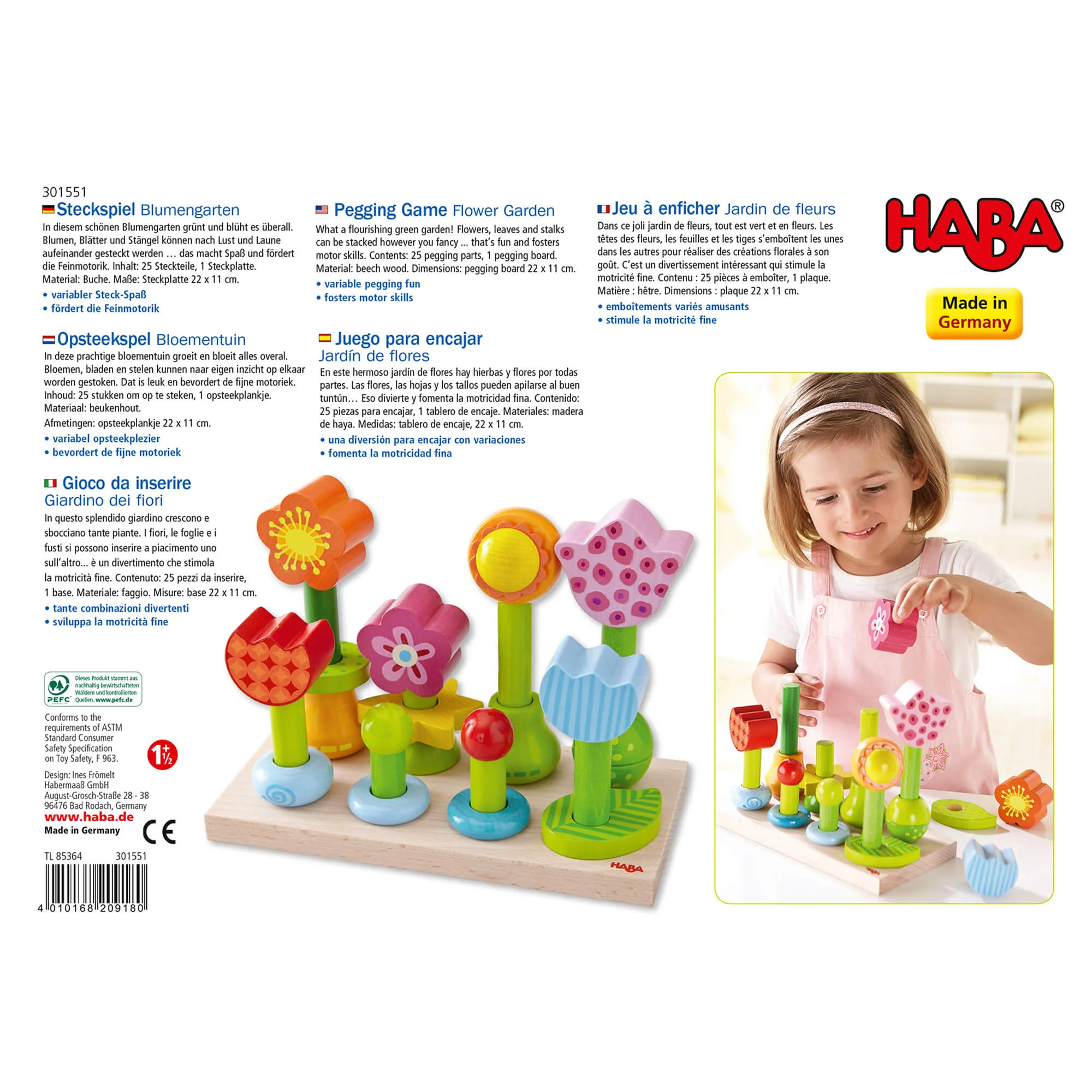 Flower Garden Wooden Sorting and Stacking Game for Toddlers