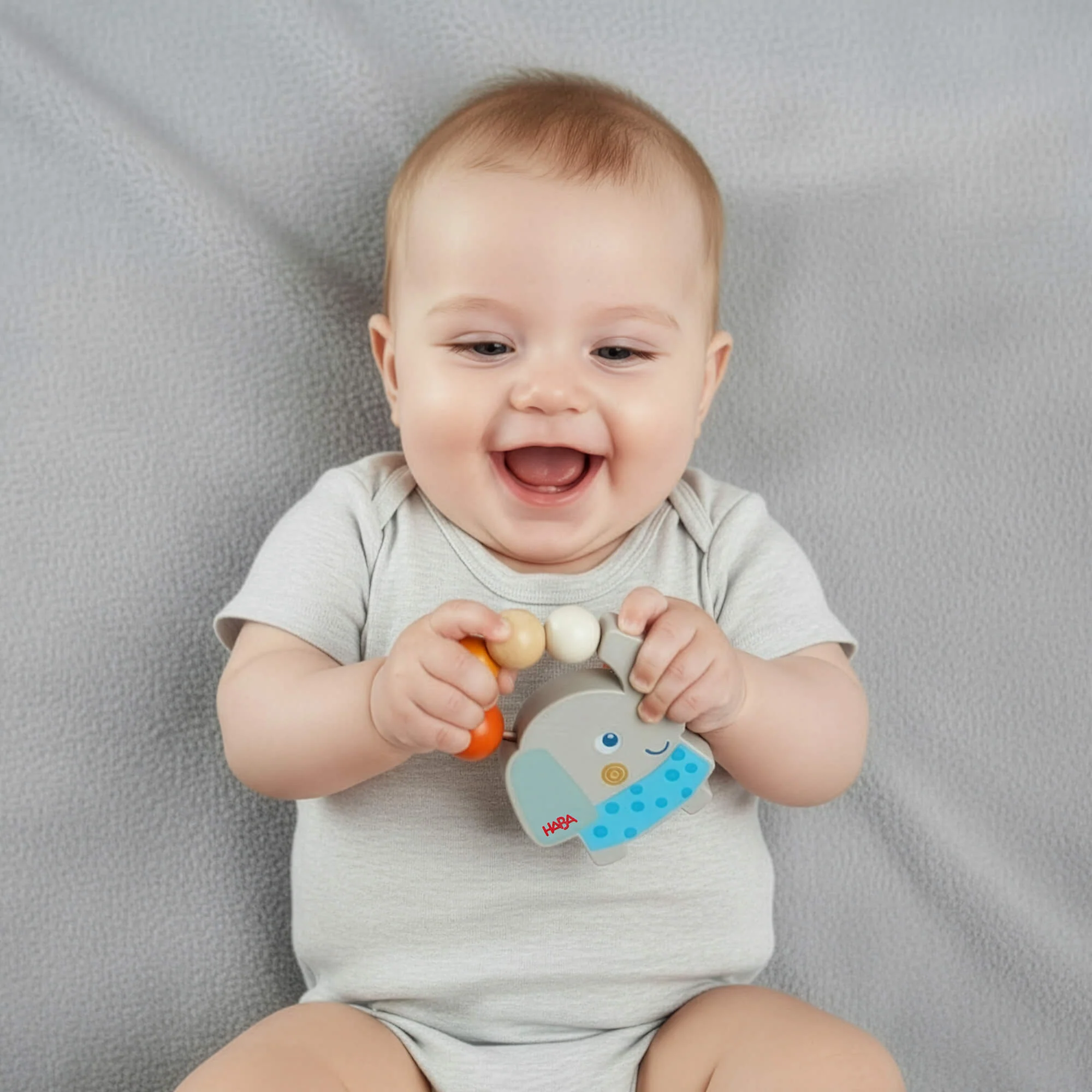 Wooden Elephant Rattle & Grasping Toy for Babies