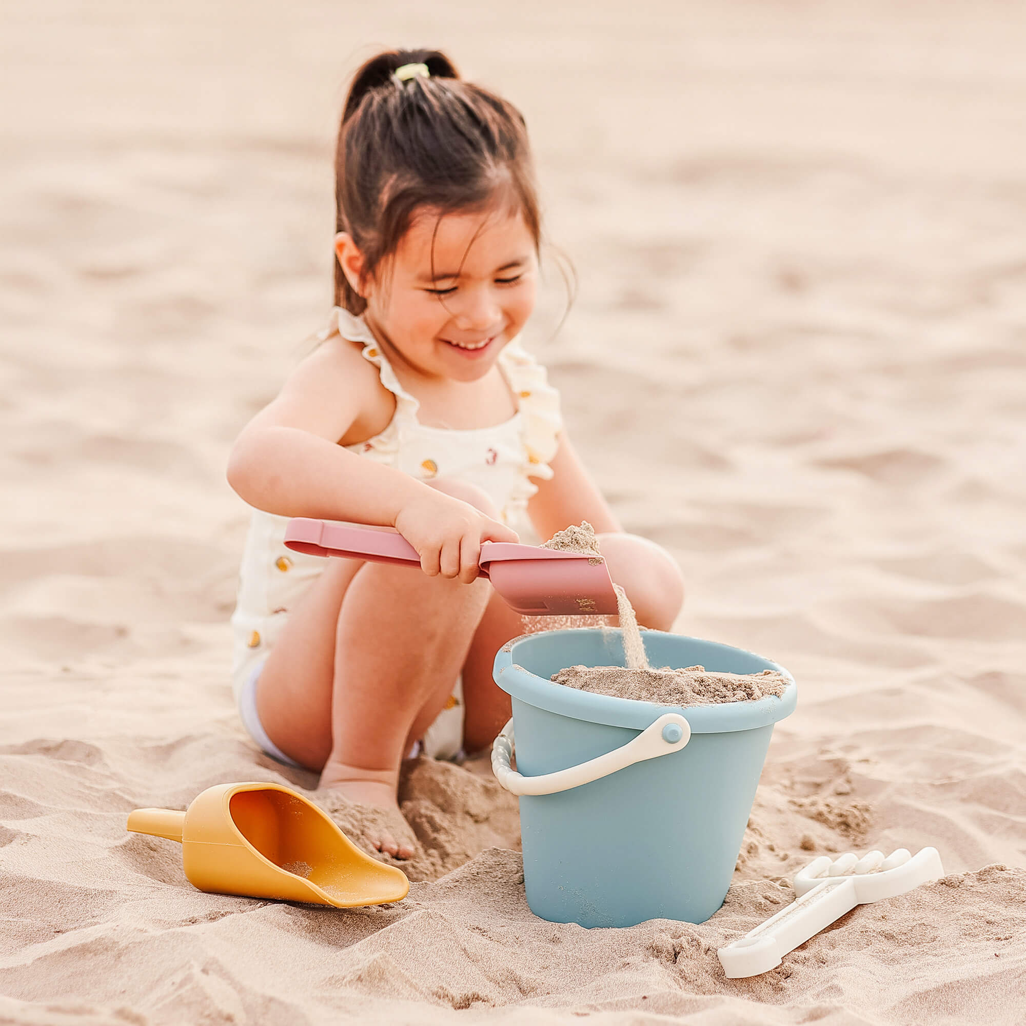Miniland ECO Large Sand Toys Set with Bucket Shovel Rake Sieve