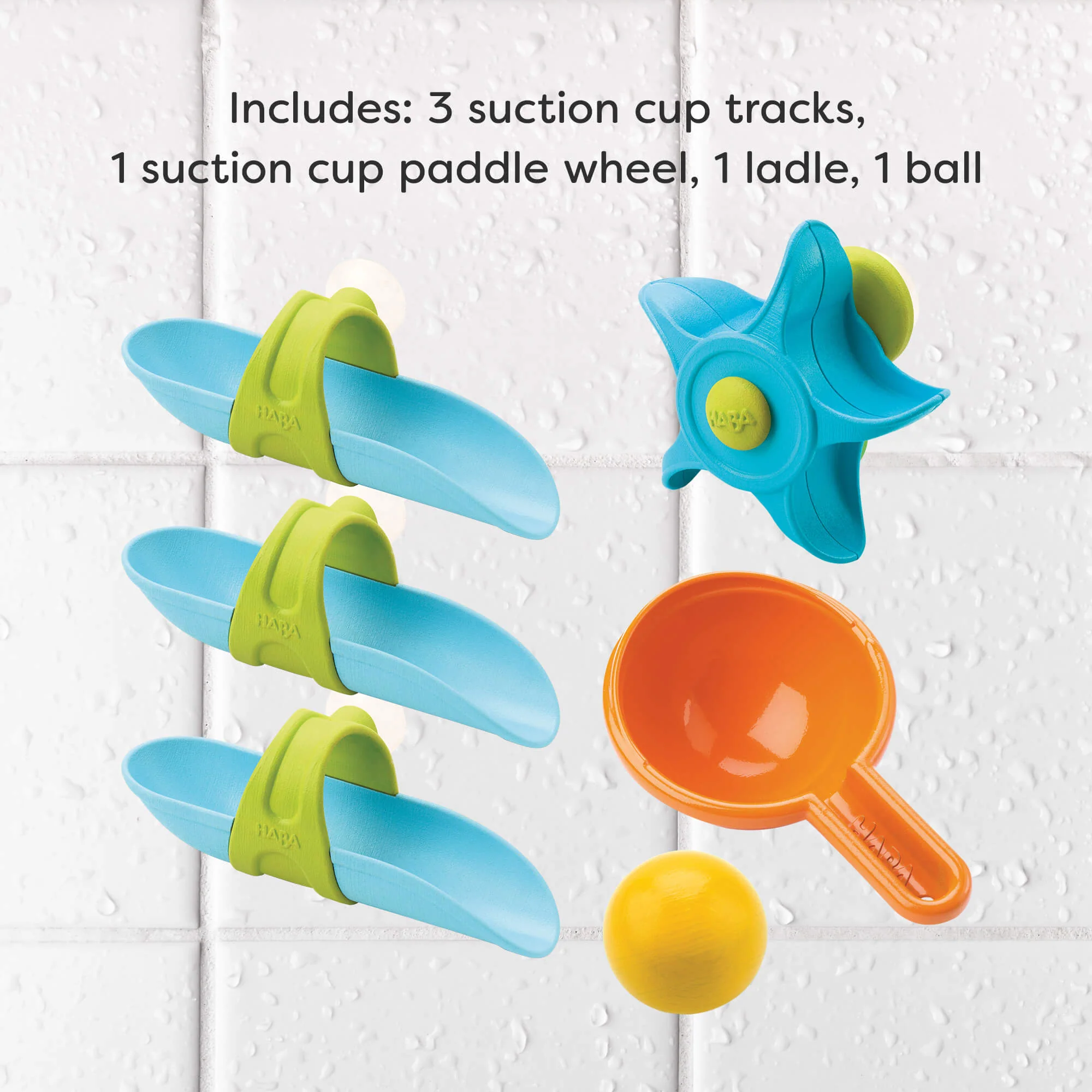 HABA Bathtub Ball Track Set with Paddle Wheel and Ladle