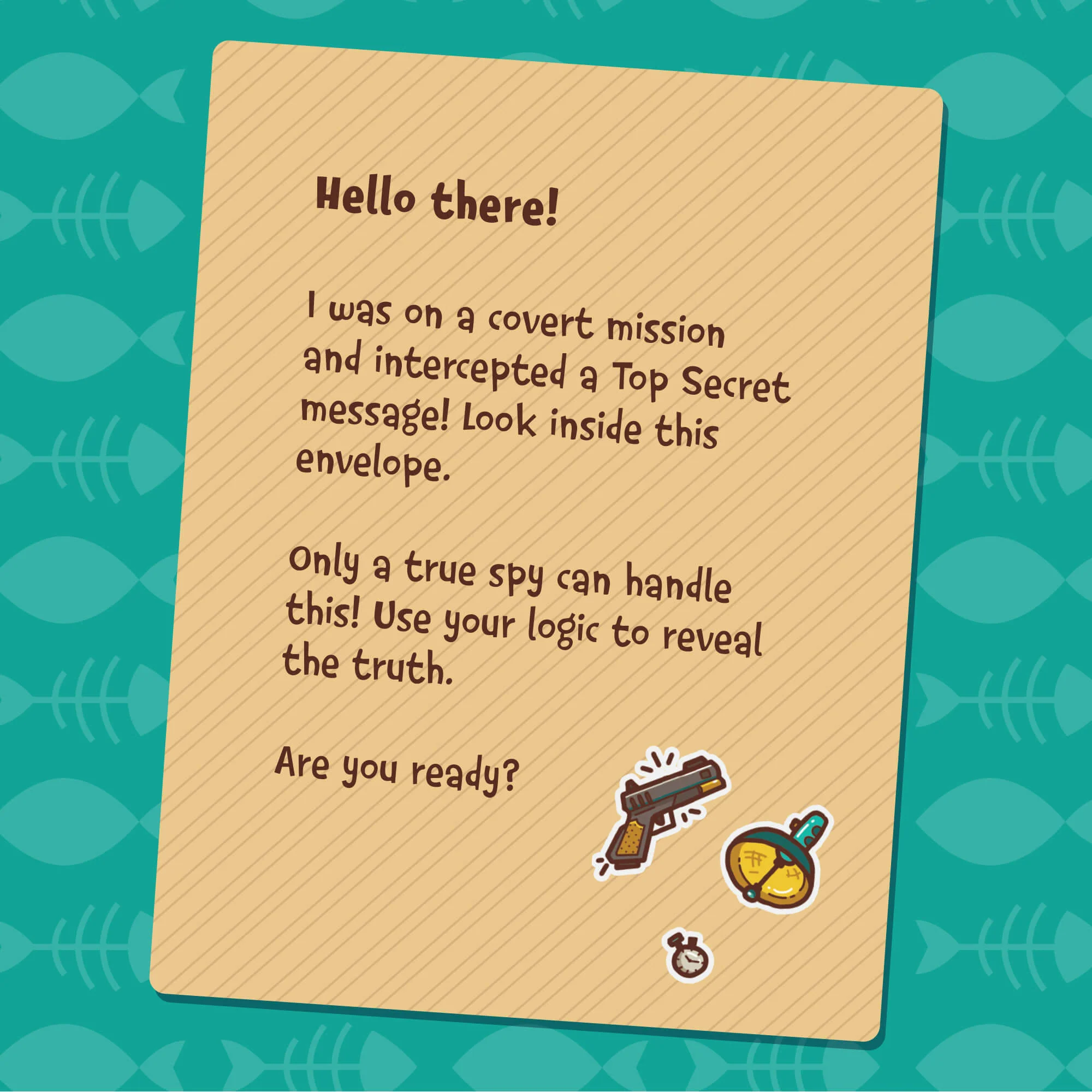 Secret Agent Treasure Hunt Party Game with 7 Clue Envelopes
