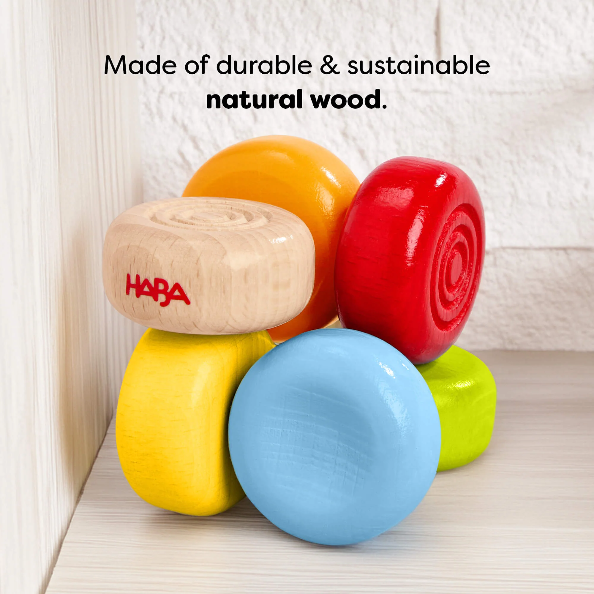 Color Drops Wooden Grasping and Teething Toy for Babies 6 Months and Up