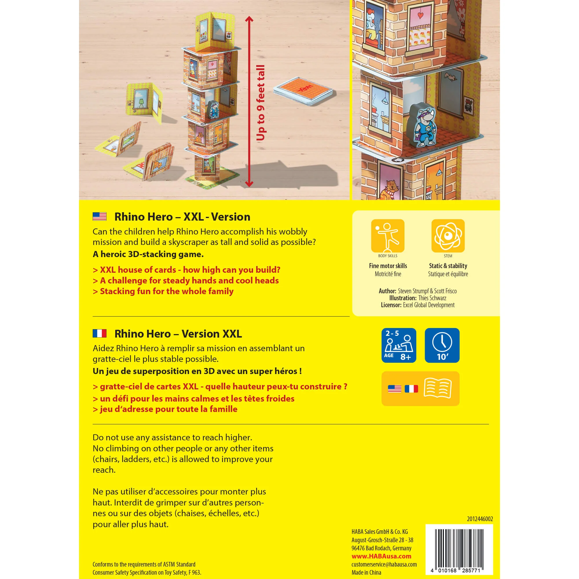 Giant Rhino Hero XXL Stacking Cards Game for Families and Classrooms