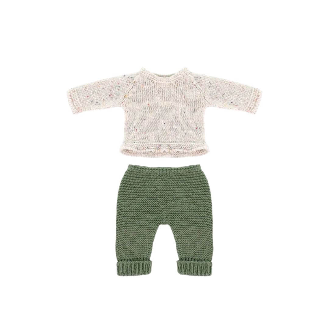 Miniland Sweater & Green Pants Set for 12" Dolls