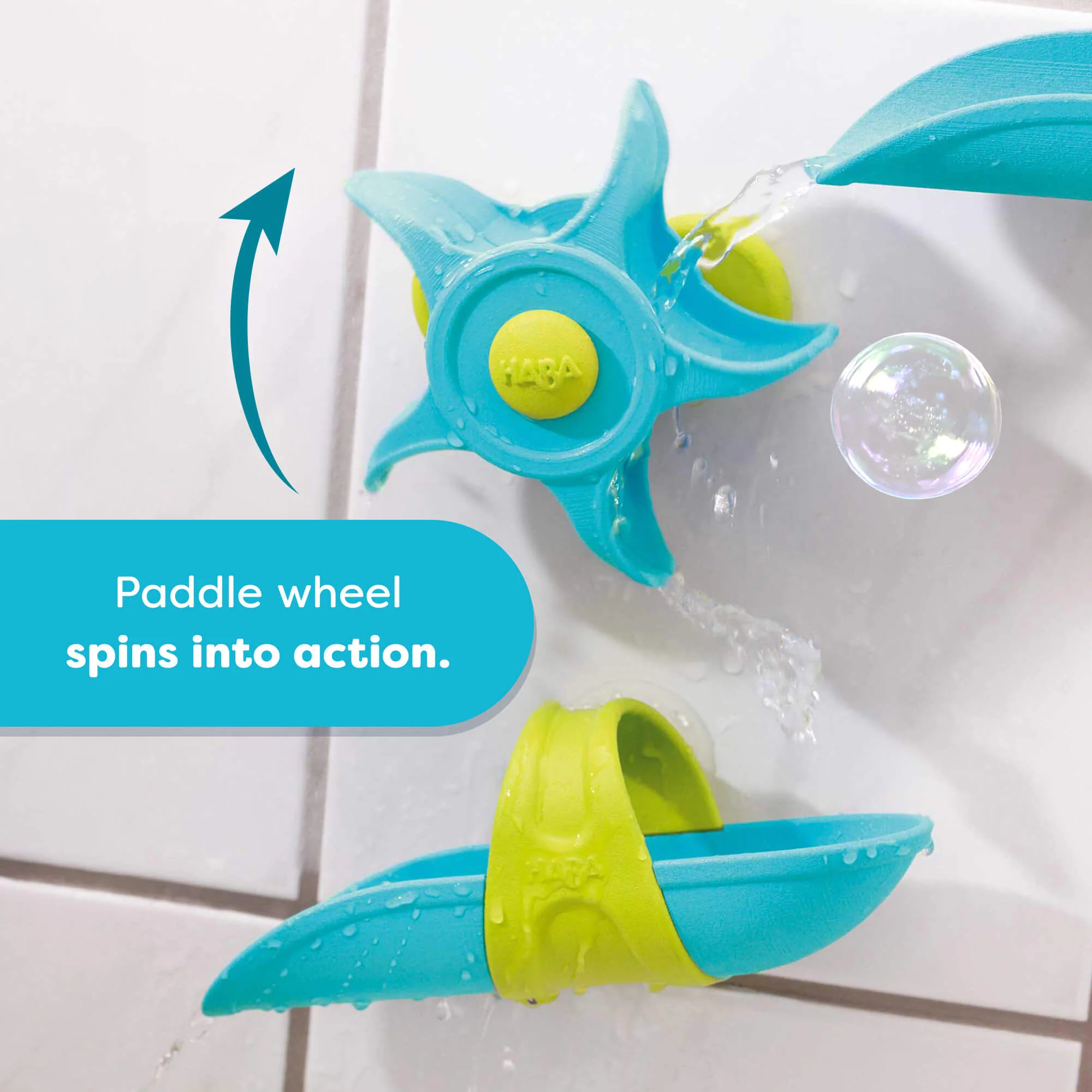 HABA Bathtub Ball Track Set with Paddle Wheel and Ladle